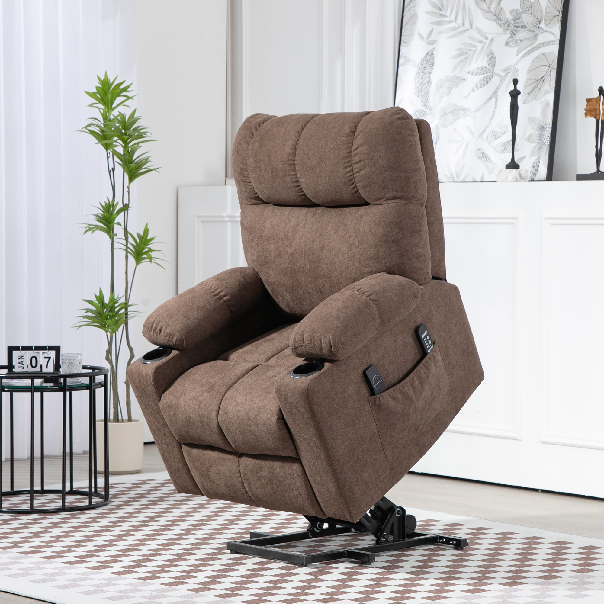 Relaxsessel mit Aufstehhilfe, elektrisch, 90x75x100cm, Braun