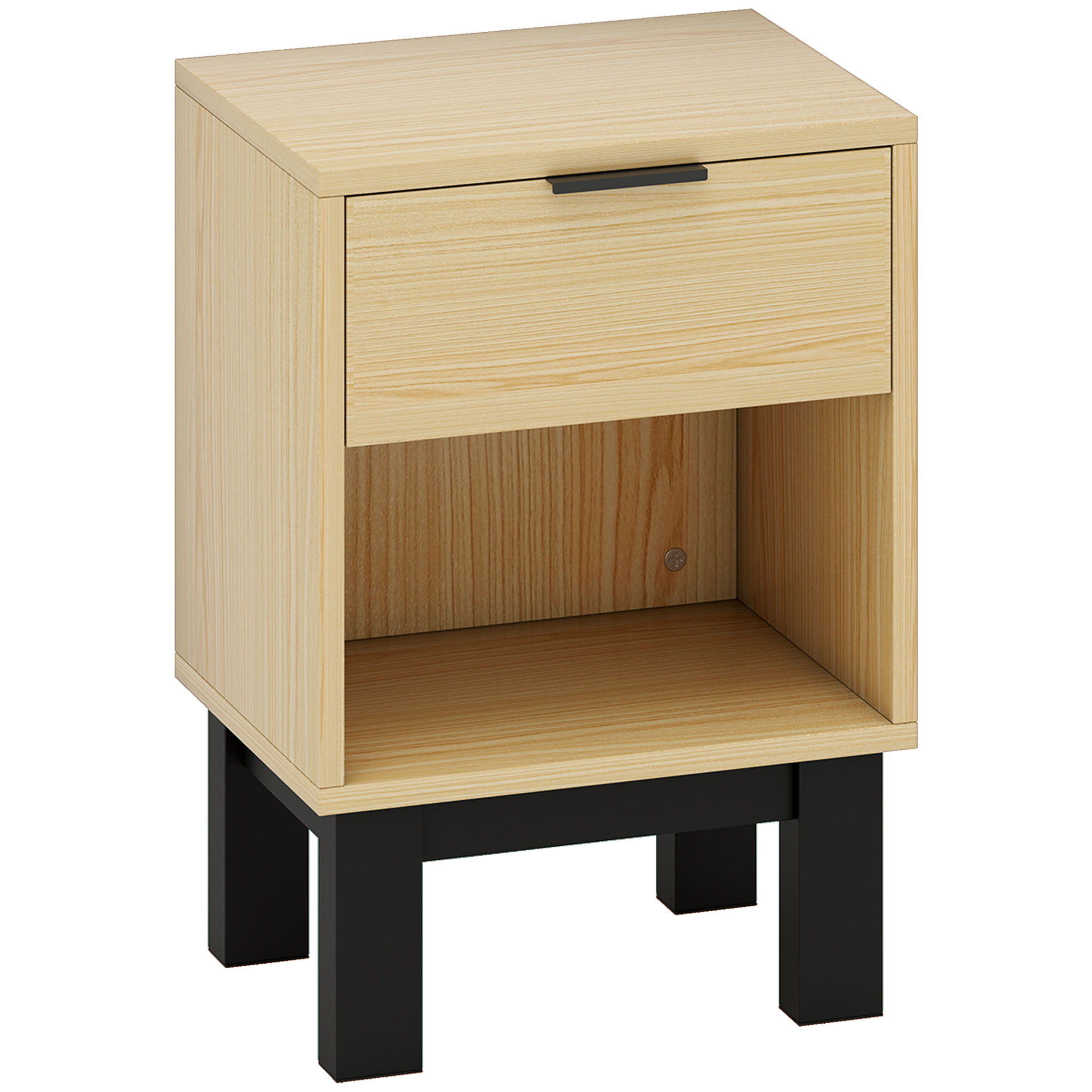 Nachttisch, Nachtschrank mit Schublade, offenes Fach, Nachtkommode für Schlafzimmer, Wohnzimmer, 35 x 26 x 50 cm, Eiche