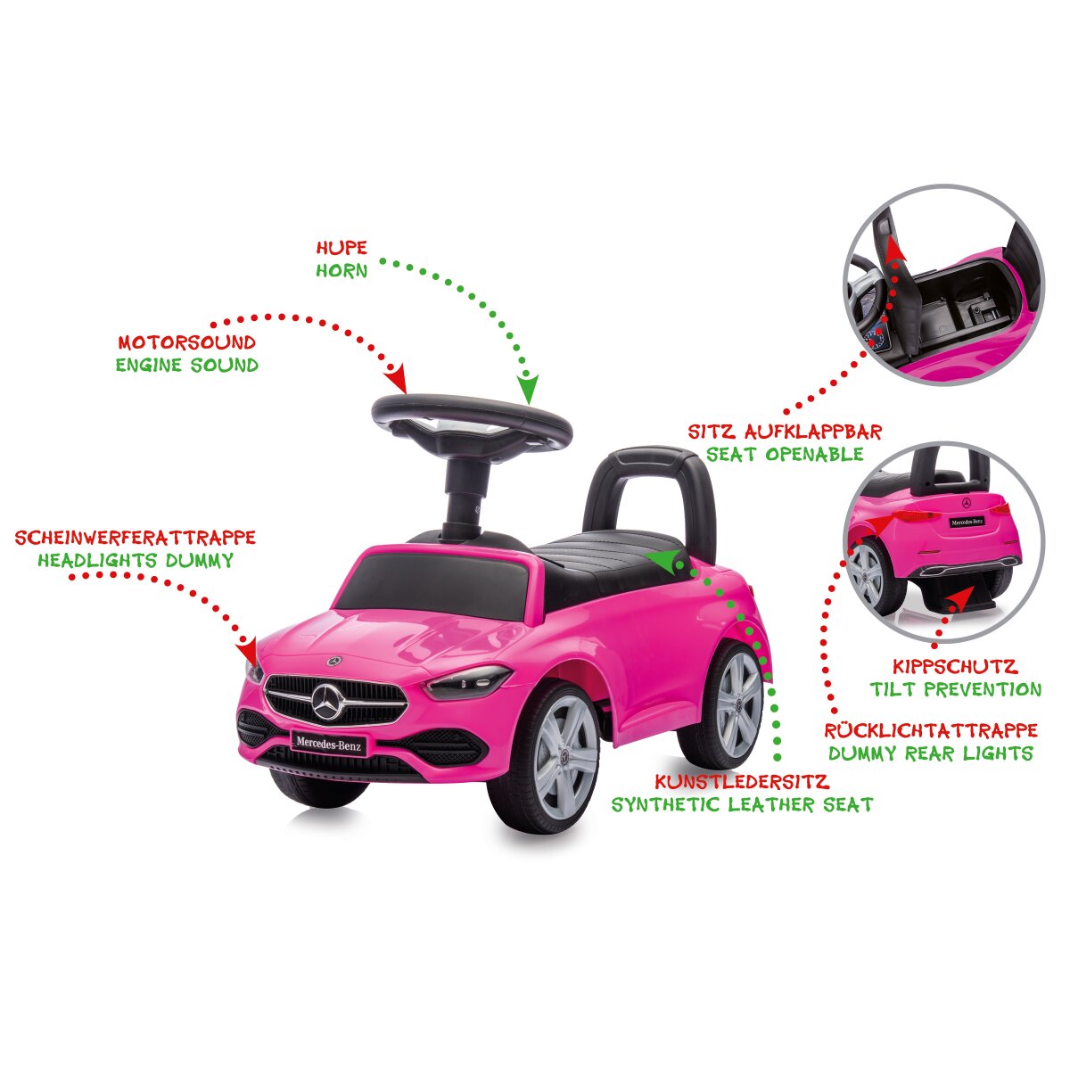 Rutscher Mercedes-Benz C-Class pink 2in1 Rutscher Mercedes-Benz C-Class pink 2in1