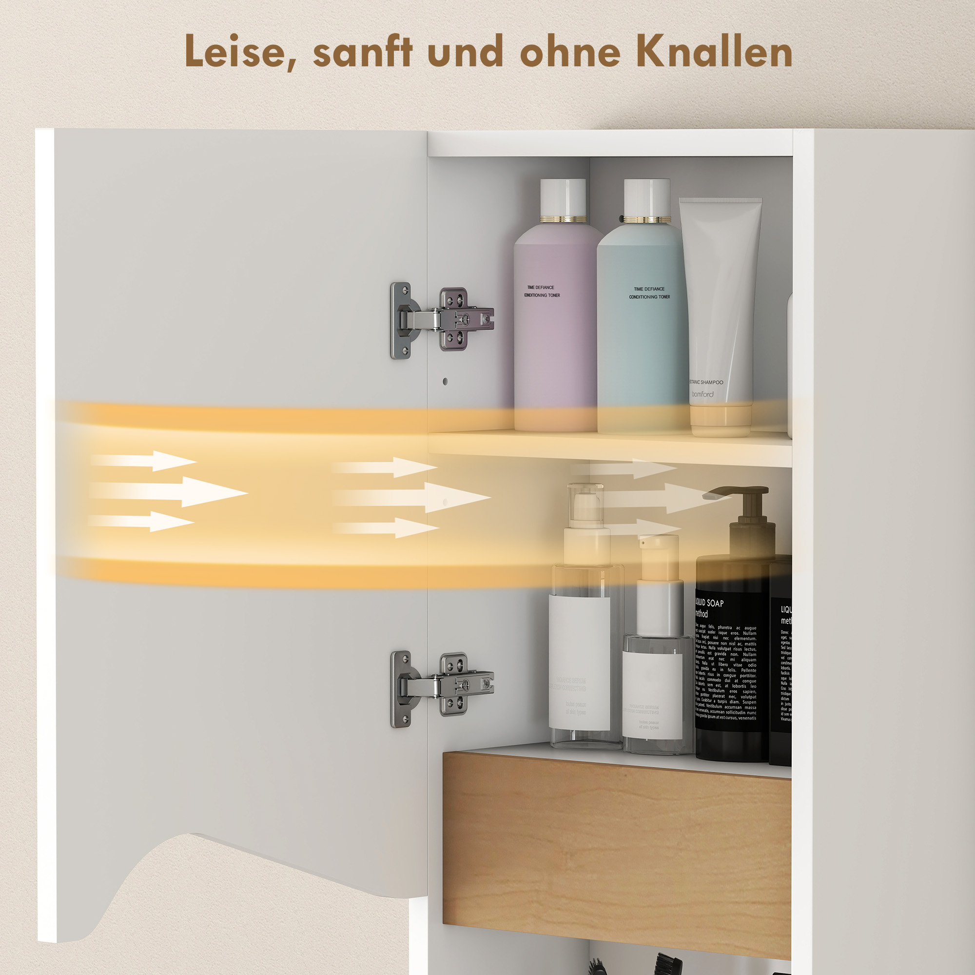 Badezimmerschrank Wandschrank mit Soft-Close-Tür und offenem Fach 30 x 17 x 67 cm Weiß