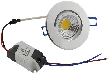 LED-Einbauleuchte "COB-5", 5W, 420lm / ALU, 3000K, 75°, Ø85xT47mm, Rahmen chrom