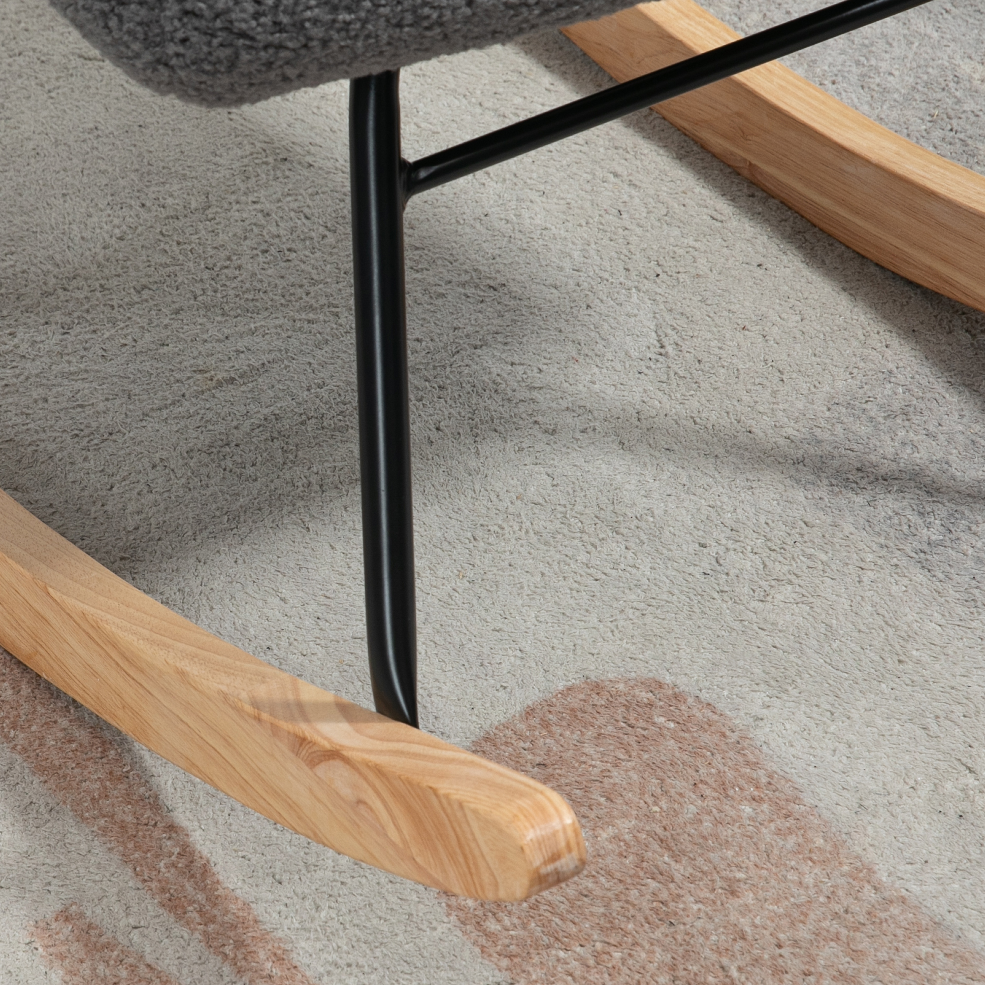 Schaukelstuhl im Retro-Design, Massivholz, Sessel, Relaxsessel, 98 cm x  71 cm x 101 cm, Dunkelgrau