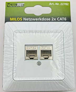 MILOS Netzwerk-Dose 2x CAT6 / inkl. Rahmen, UP, matt weiß