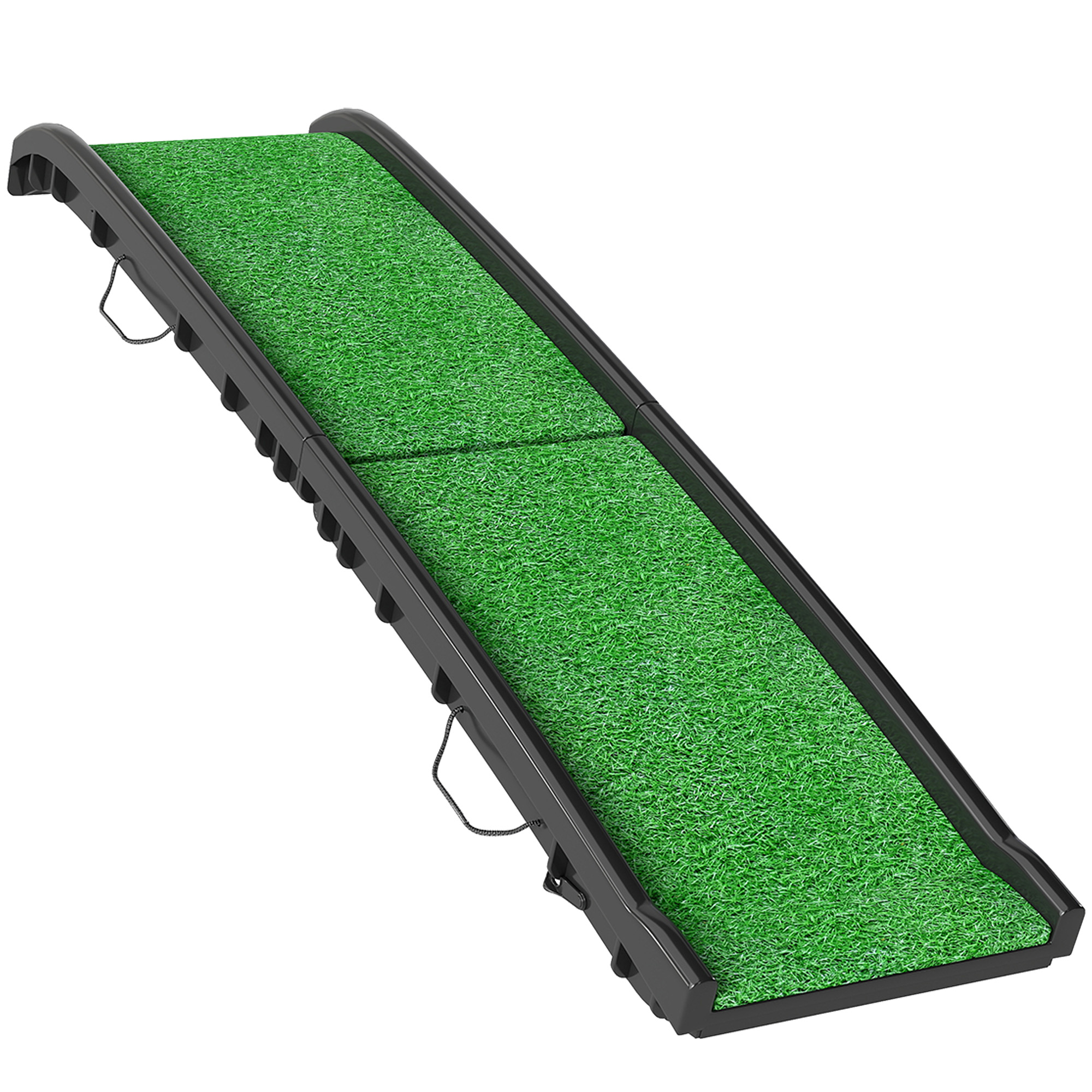 Hunderampe klappbar Hundetreppe rutschfest Einstiegshilfe für Kofferraum, für Tiere bis 90 kg 155x38,5x15,5 cm Schwarz