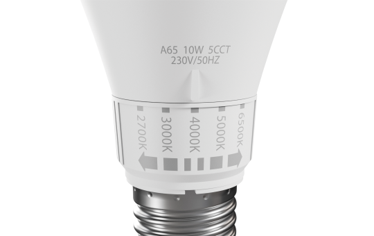 LED-Glühlampe GLS, E27, 230V, 10W, 5CCT, 2700K / 3000K / 4000K / 5000K / 6500K