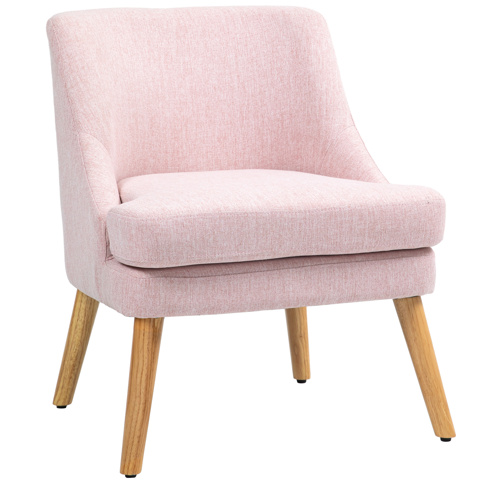 Akzentsessel im skandinavischen Stil, Samt, 25D-Schaumstoff, Hevea-Holzbeine, Beige, 63x69x79,5 cm