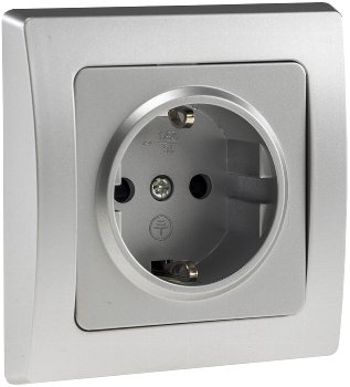 DELPHI Schutzkontakt-Steckdose / 250V~/ 16A, inkl. Rahmen, UP, silber