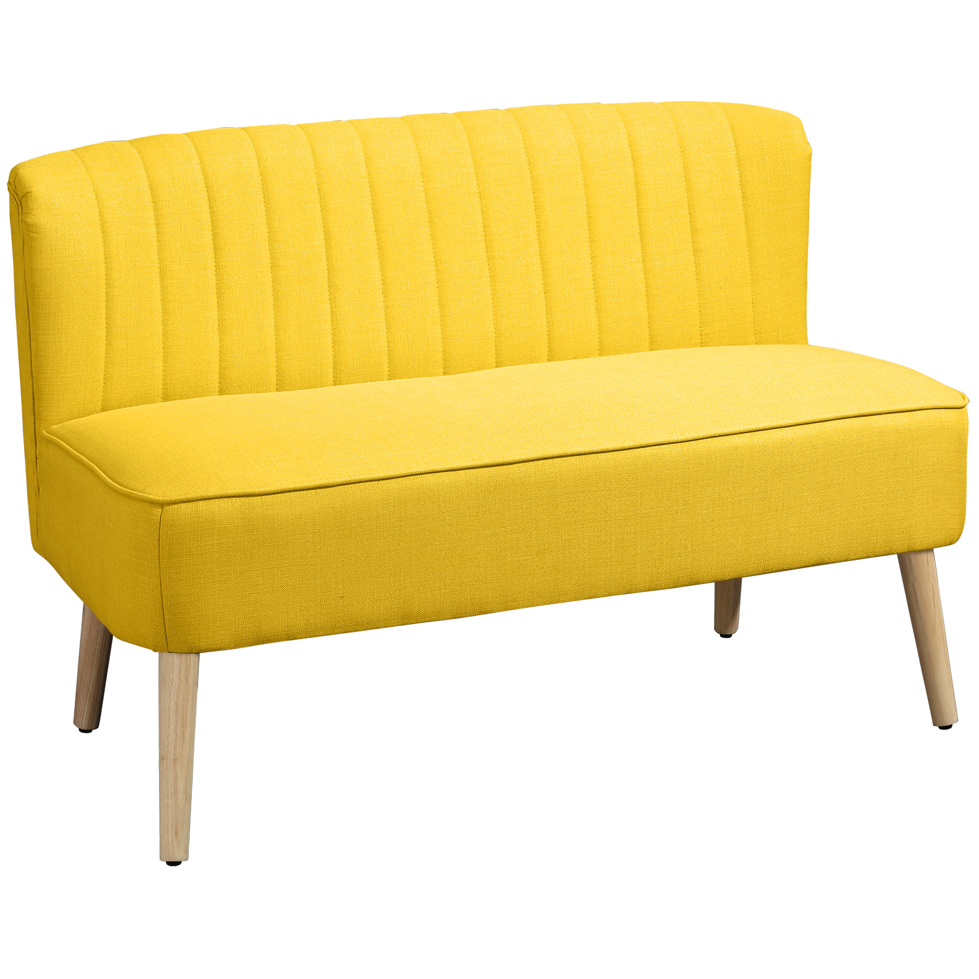 2-Sitzer Sofa, weiche Polsterung, pflegeleichter Bezug, bis 150 kg, 117 x 56,5 x 77 cm, Gelb