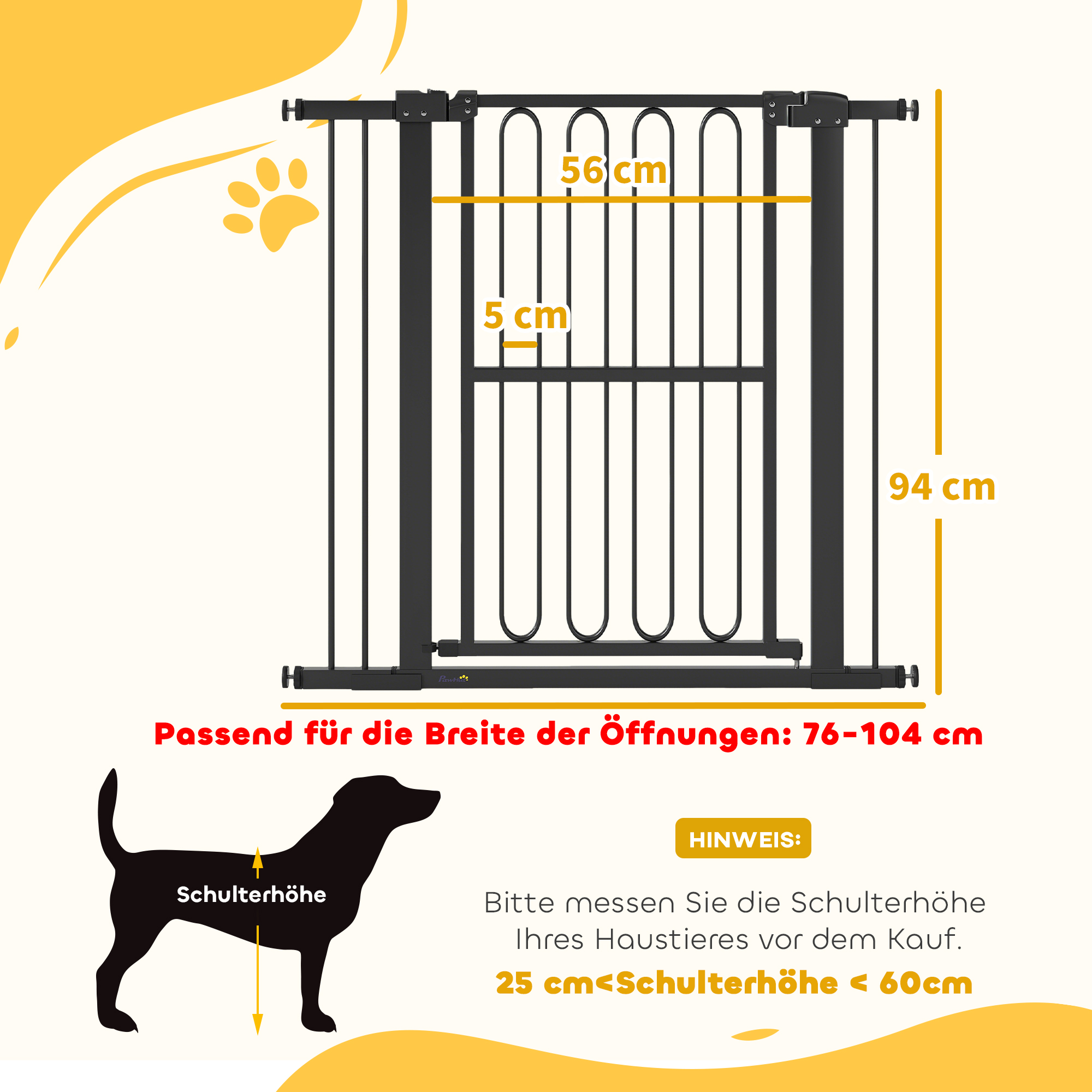 Türschutzgitter Hund, 76-104 cm Absperrgitter ohne Bohren, Treppengitter