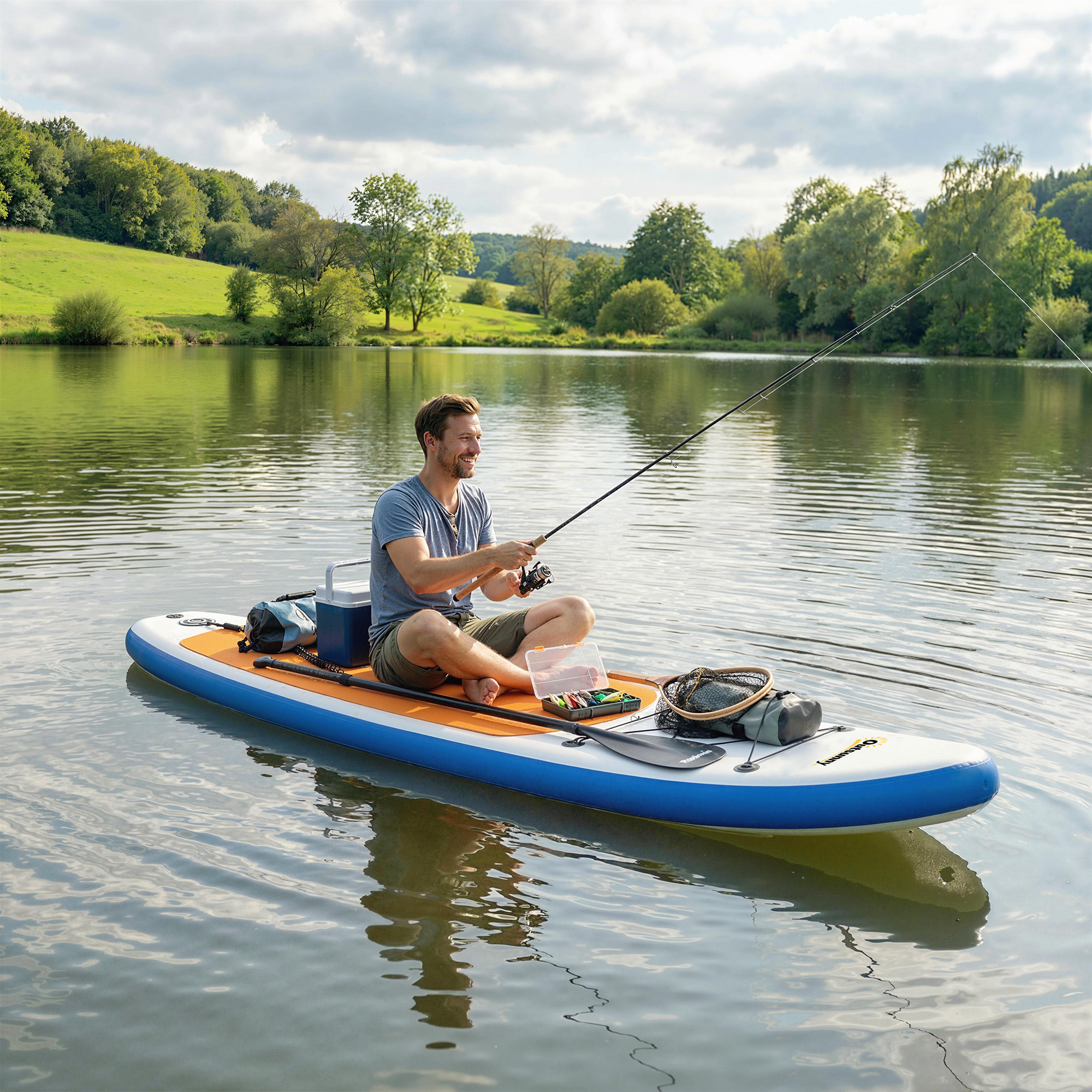 Stand Up Paddling Board Set Aufblasbar 305cm SUP Board mit Aluminium-Paddel abnehmbarer Finne Fußschlaufe