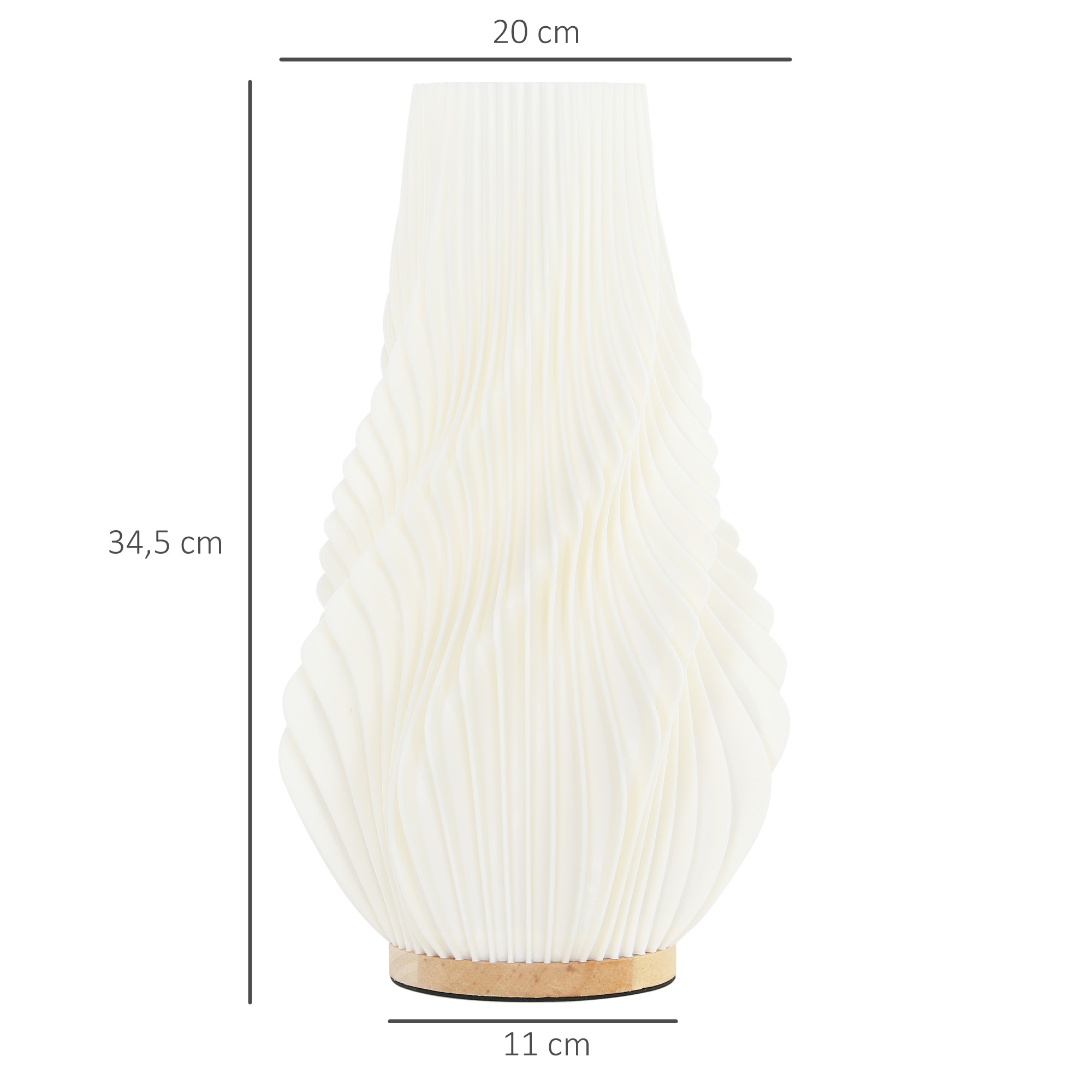 Smart Tischlampe mit App-Steuerung, Alexa-kompatibel, Kunststoff, Holz, Weiß