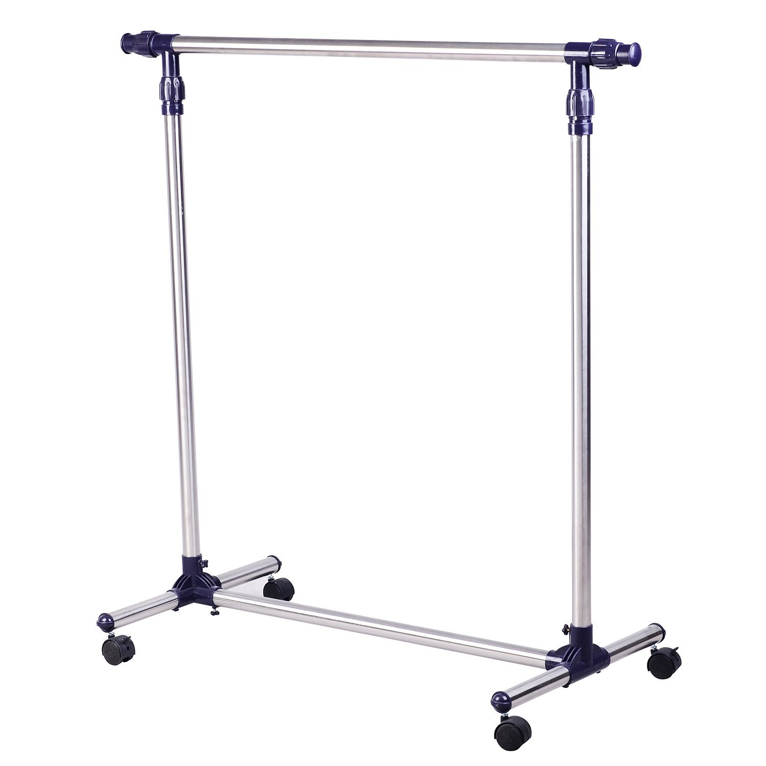 Garderobenständer Kleiderständer mit Rollen Höhenverstellbare und Ausziehbare Kleiderstange Wäscheständer Freistehender Garderobe für Eingangsbereich Edelstahl 86 x 45 x 95 cm