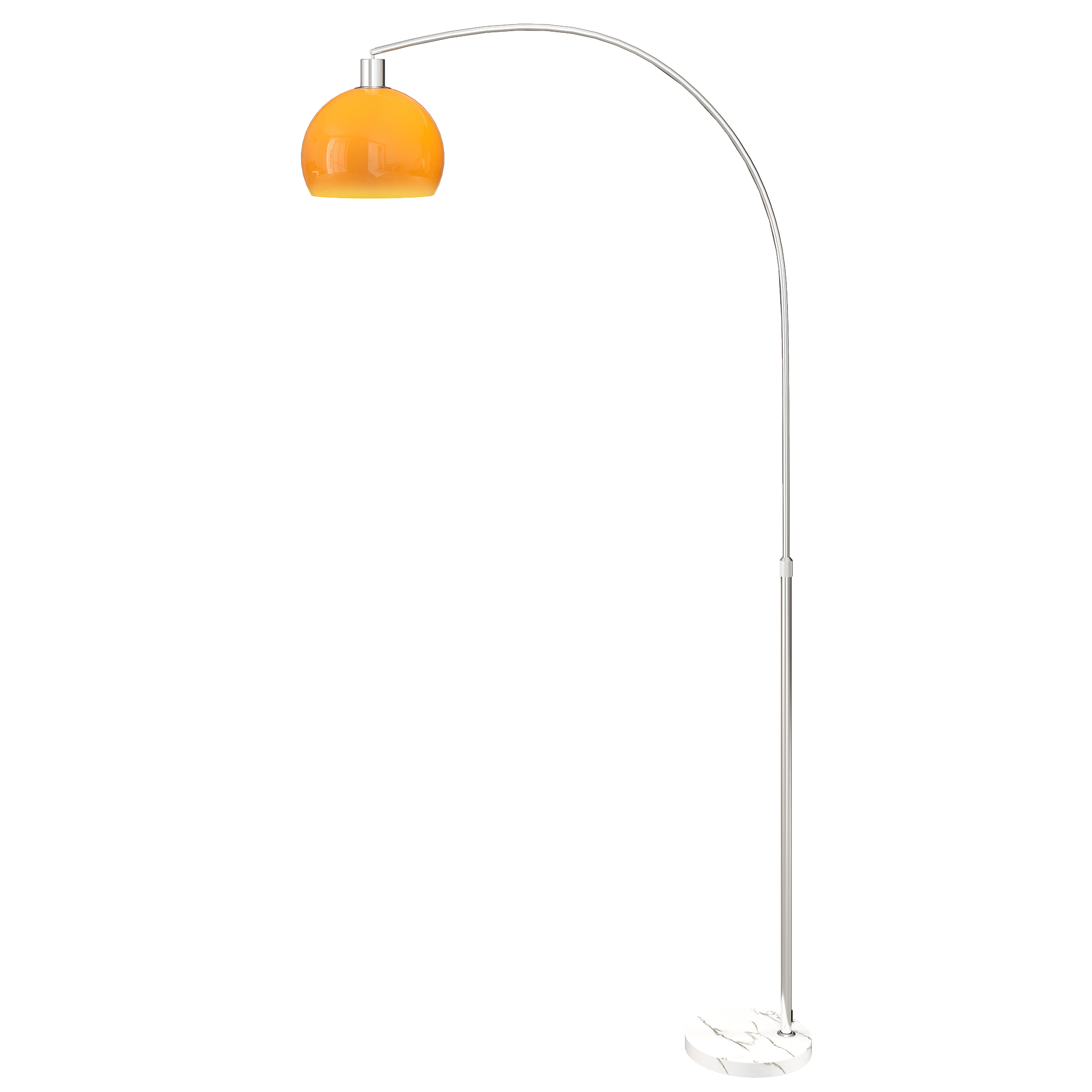 Bogenstandlampe mit Fußschalter, aus Marmor, Metall und Kunststoff, 26x90x180 cm, Weiß und Orange