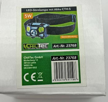 LED-Stirnlampe mit Akku "CTH-5" IP44 / 5W, 375 Lumen, mit Gestensteuerung