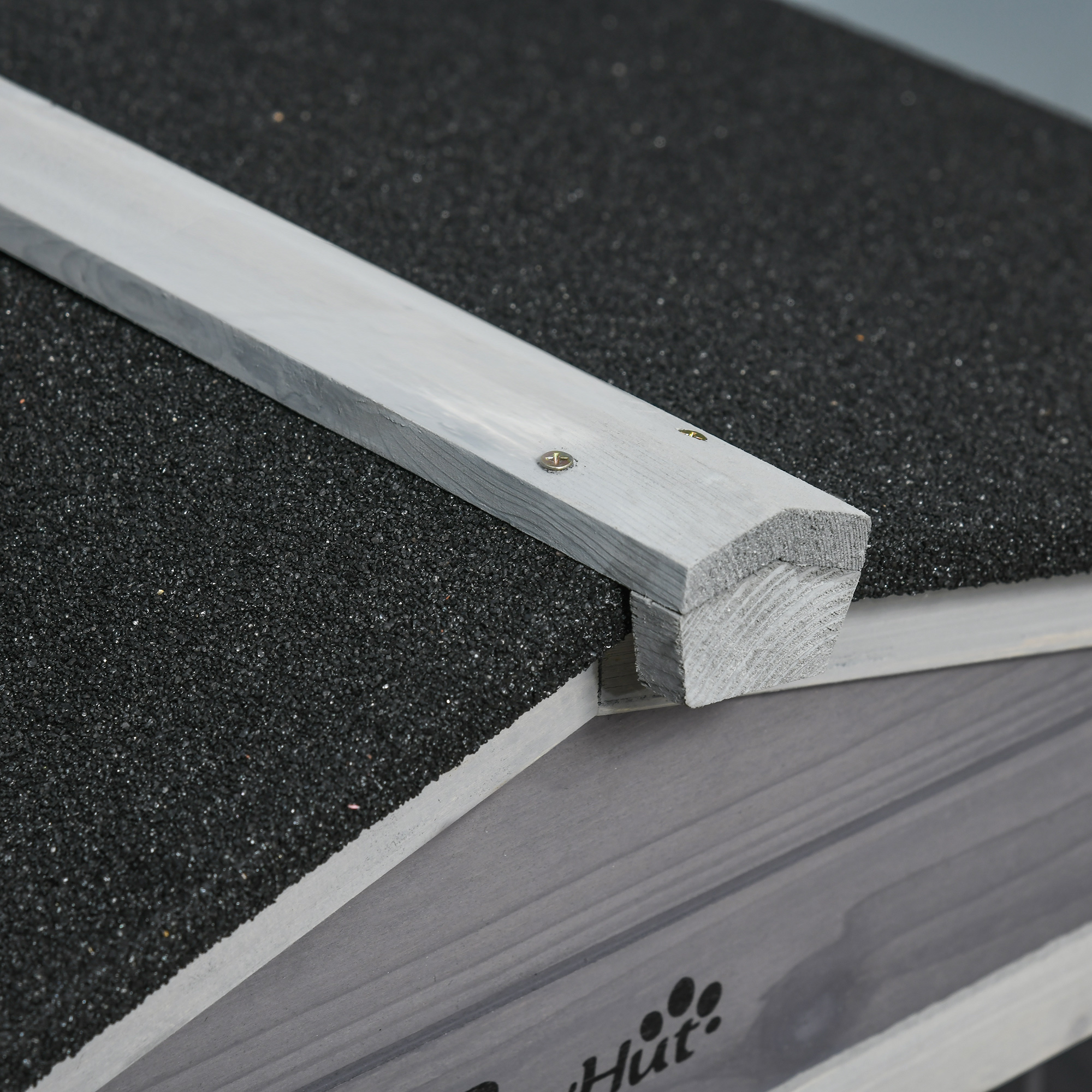 Hasenstall 2 Etagen Kaninchenstall aus Holz 157,4 x 53 x 99,5 cm Kaninchenkäfig mit wetterfest Bitumendach, Freilaufgehege, Rampe, Tür, Stahlgitter, Hasenkäfig für Kaninchen, Outdoor Grau