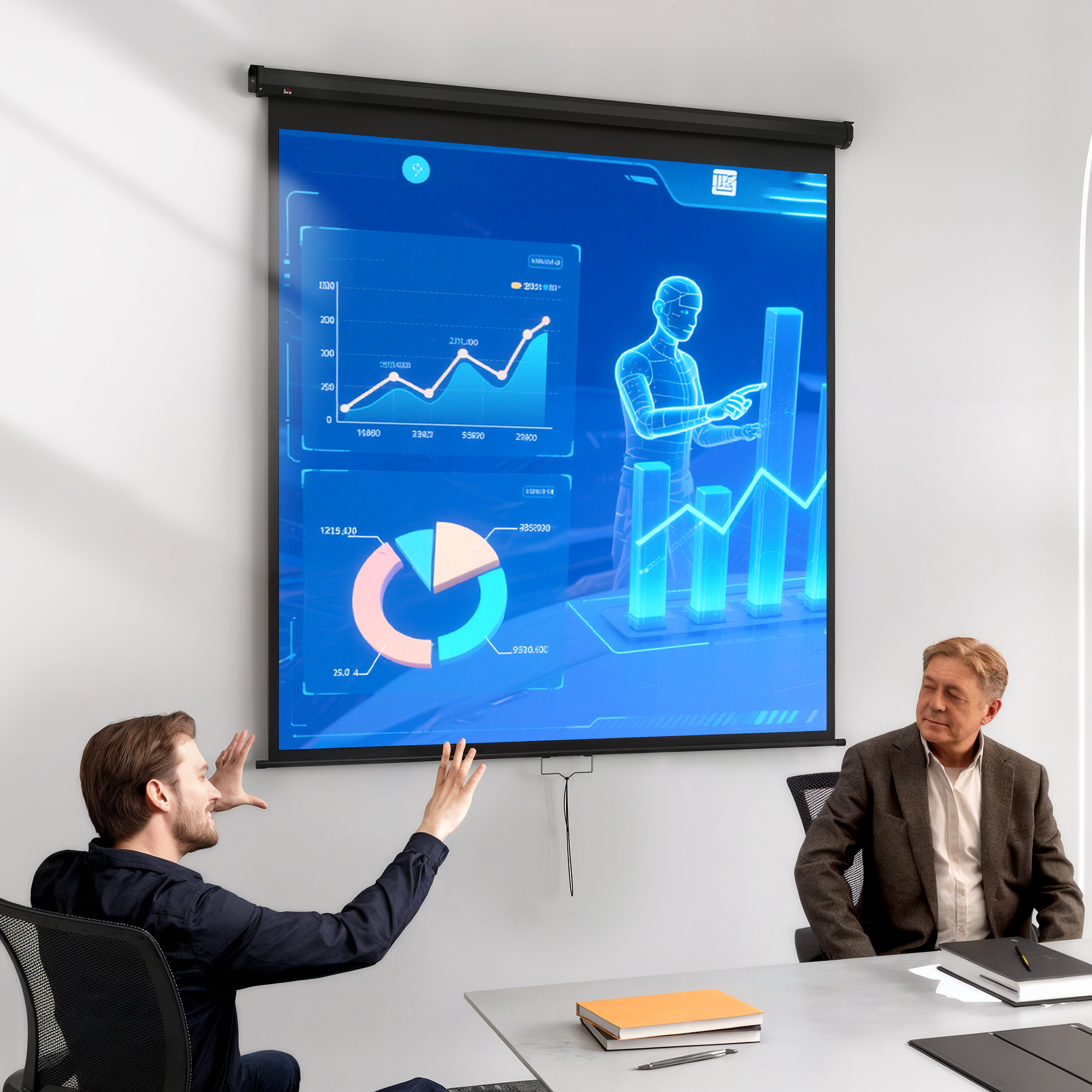 Beamer Leinwand 178 x 178 cm 99 Zoll 1:1 HD 4K Projektionsleinwand für Heimkino Büro-Präsentationen