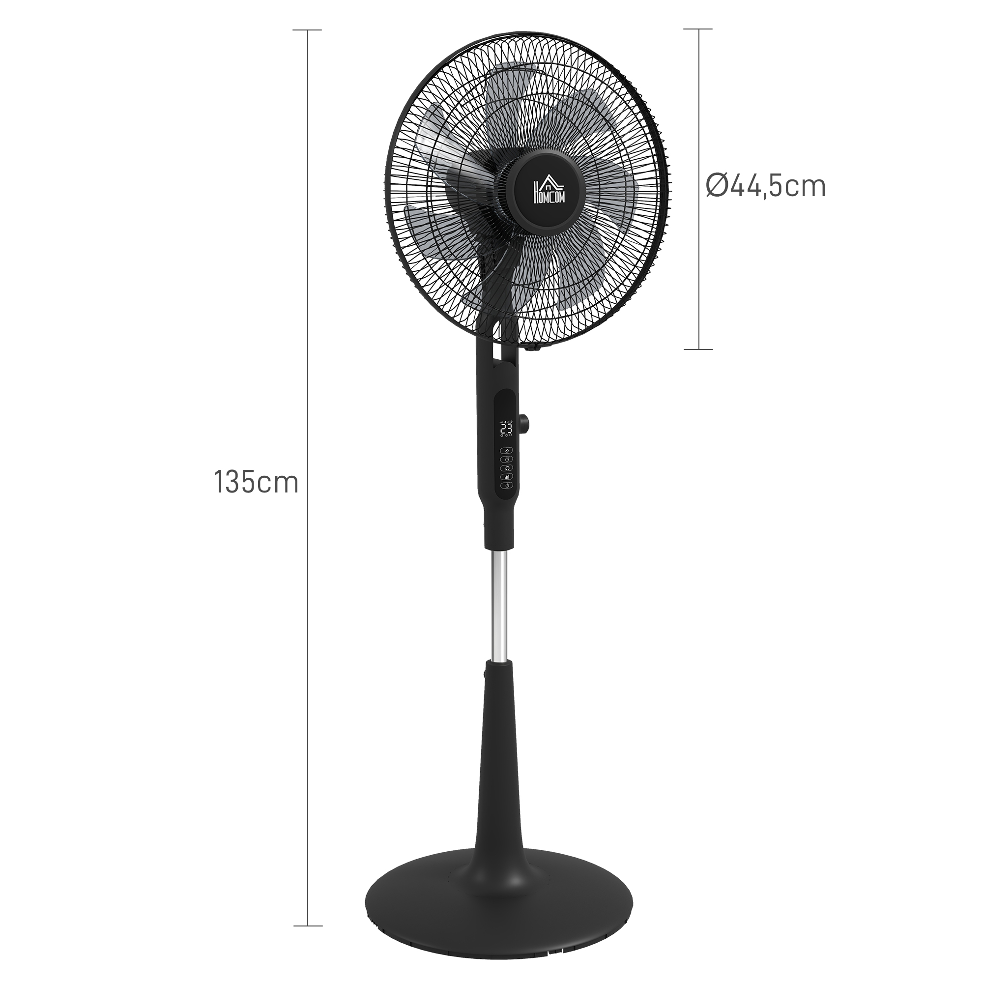 Standventilator leise mit Fernbedienung, 3 Modi, 28 Geschwindigkeiten, Mückenschutz & Oszillation, Schwarz