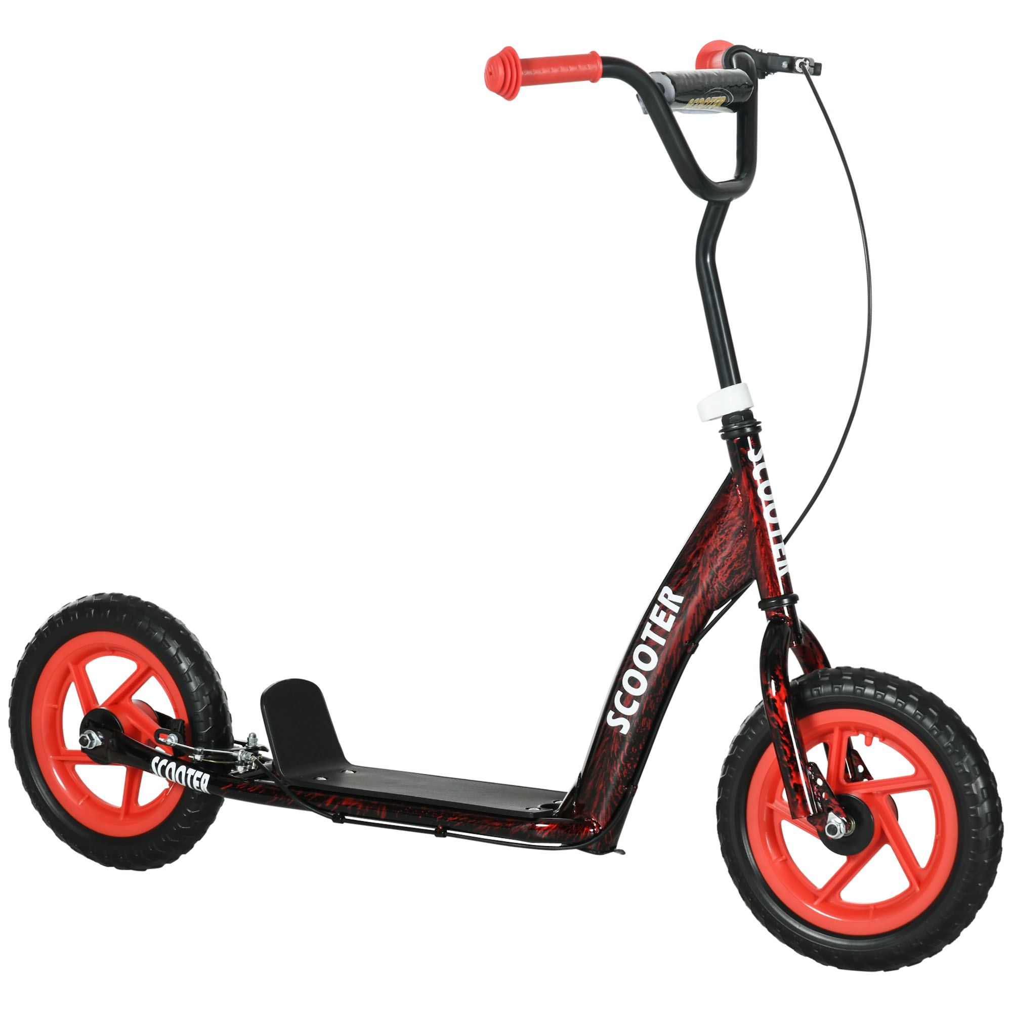 Kinderroller, höhenverstellbarer Tretroller für Kinder, mit Bremse, Ständer, 2 Räder, 50 kg Belastbarkeit, Stahl, Kunststoff, Rot