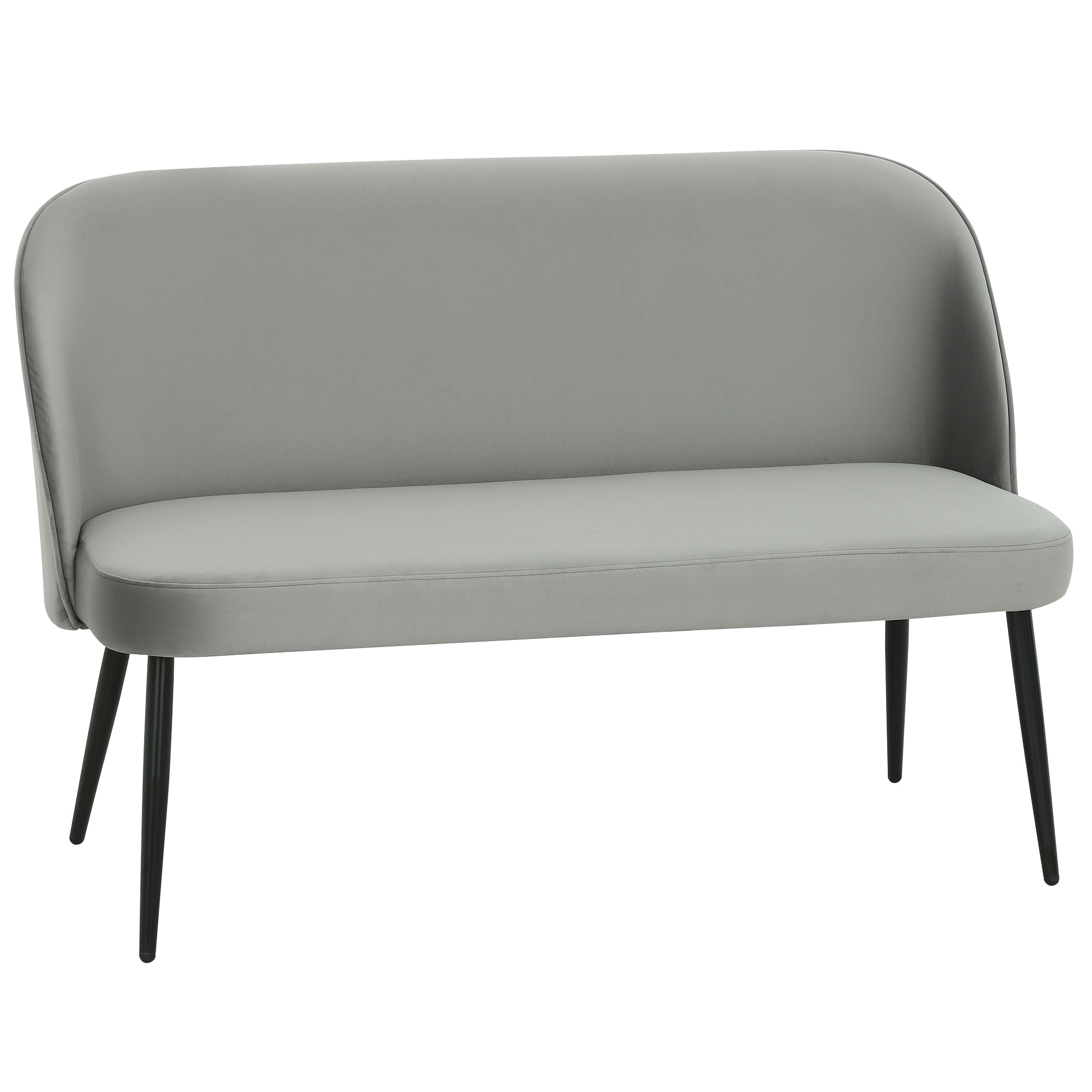 2-Sitzer-Sofa, moderne Polstercouch mit Metall- und Holzrahmen, samtartiger Stoffbezug, Grau