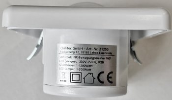 Unterputz PIR-Bewegungsmelder 160° / LED geeignet, 3-Draht Technik, weiß