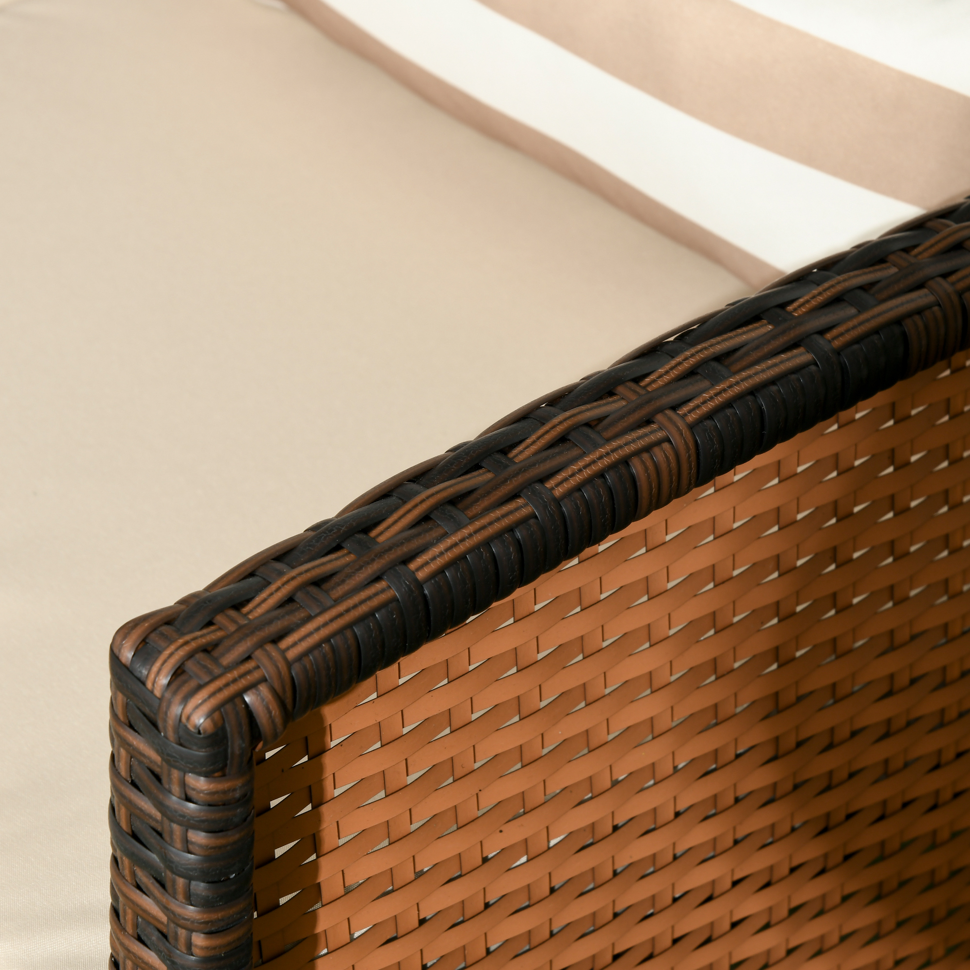 Rattan Sofa mit Kissen, Dreisitzer, Garten Loungesofa, Stahl, Braun, 173 x 68 x 78 cm