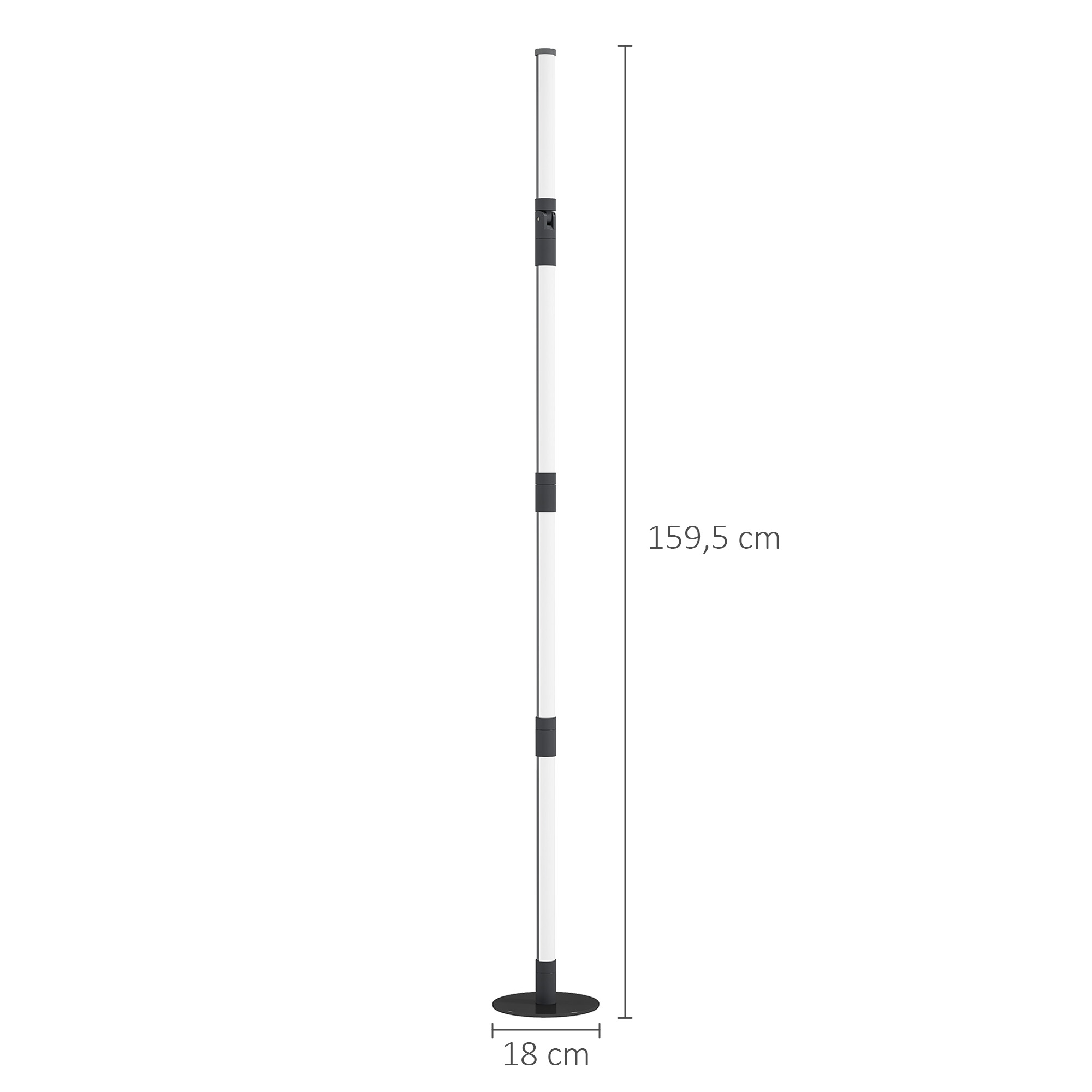 LED-Stehlampe, Standfußlampe mit Fernbedienung und verschiedenen Farben, Timer, App, Musik-Synchronisation, Dunkelgrau