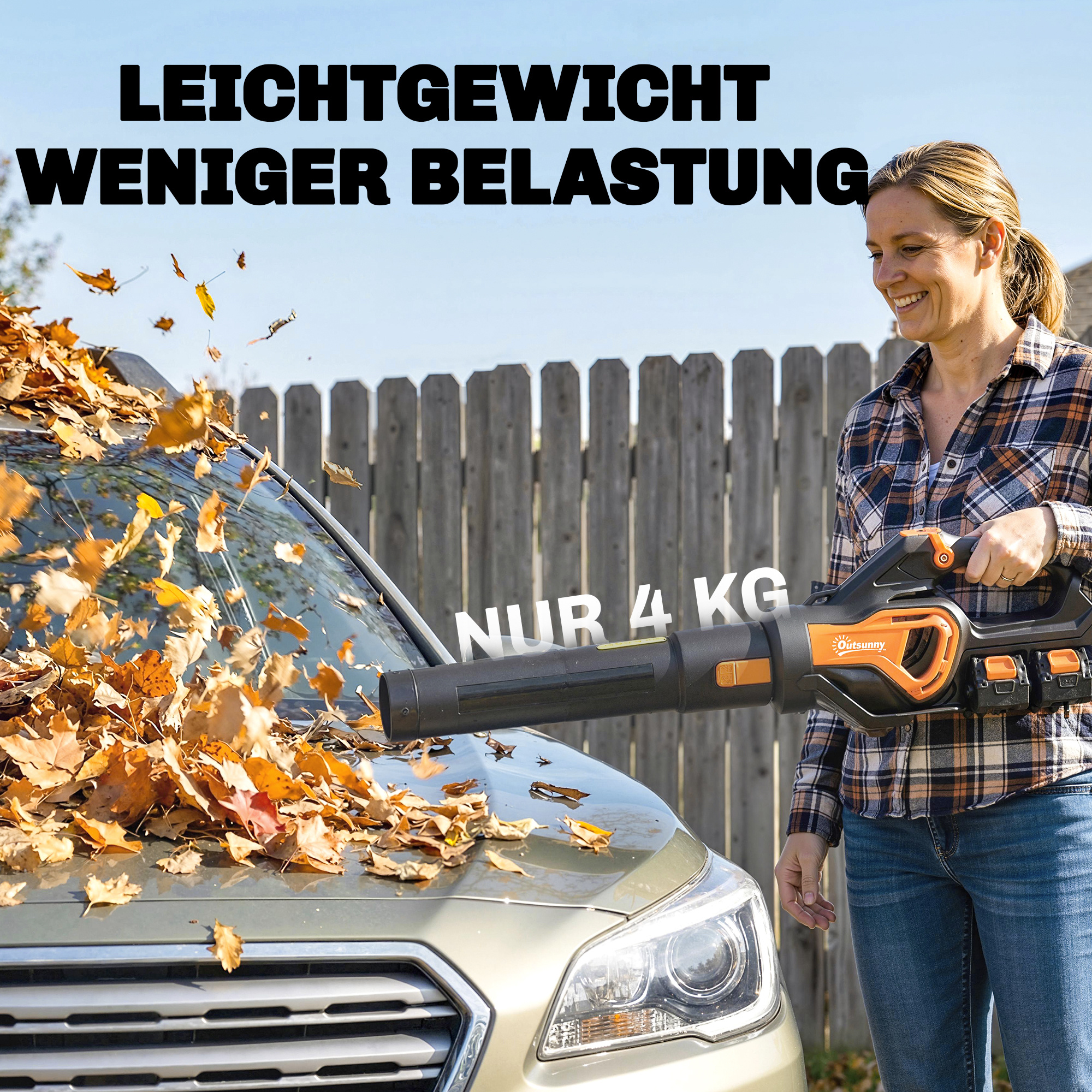 Akku-Laubsauger 20V Kabellos Laubbläser mit 2x4.0Ah Akku & Ladegerät Turbo-Boost 162,7 km/h Blasgeschwindigkeit