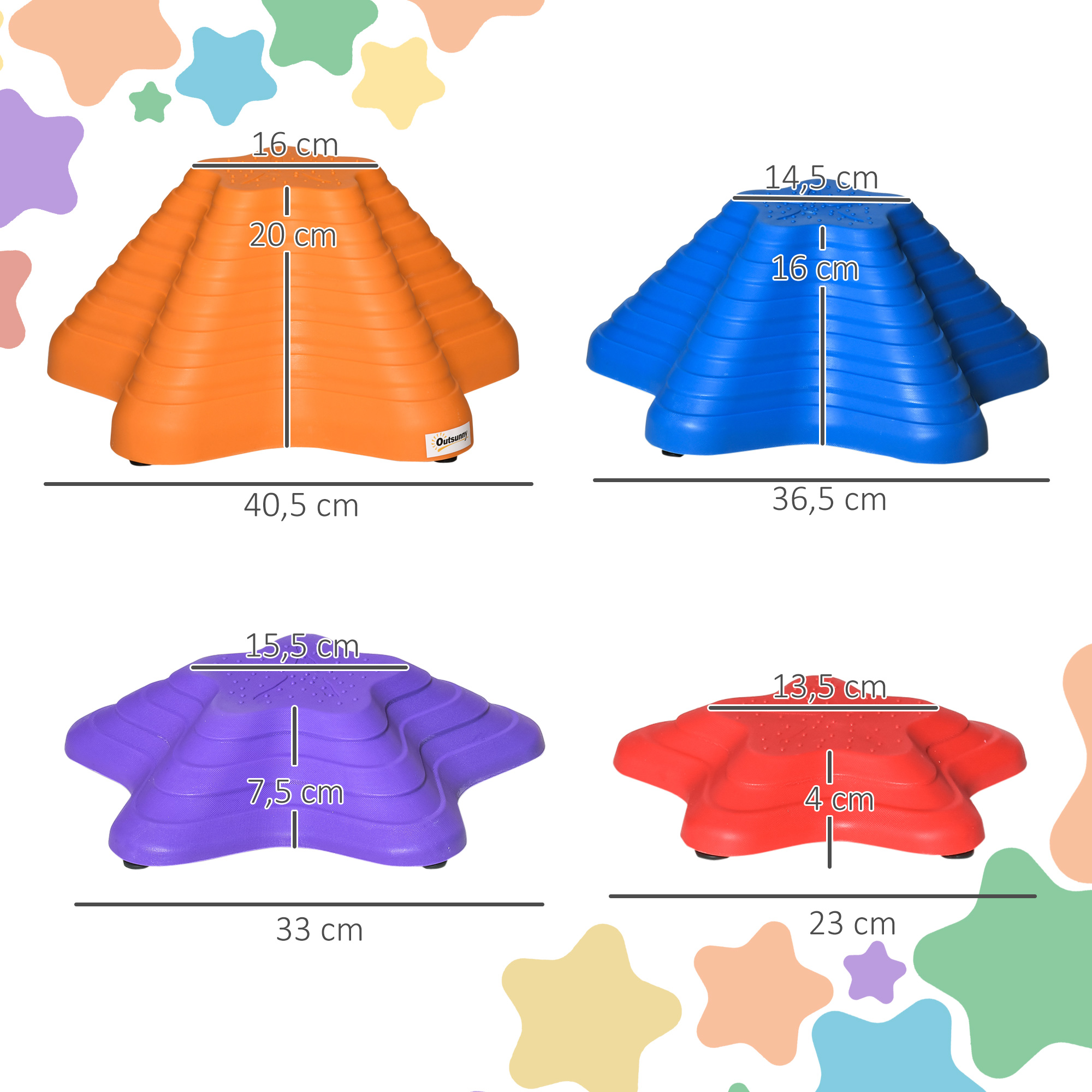 Balance-Steine, Trittsteine, 11 Stück, stapelbar, rutschfest, robust, für innen und außen, belastbar bis 80 kg