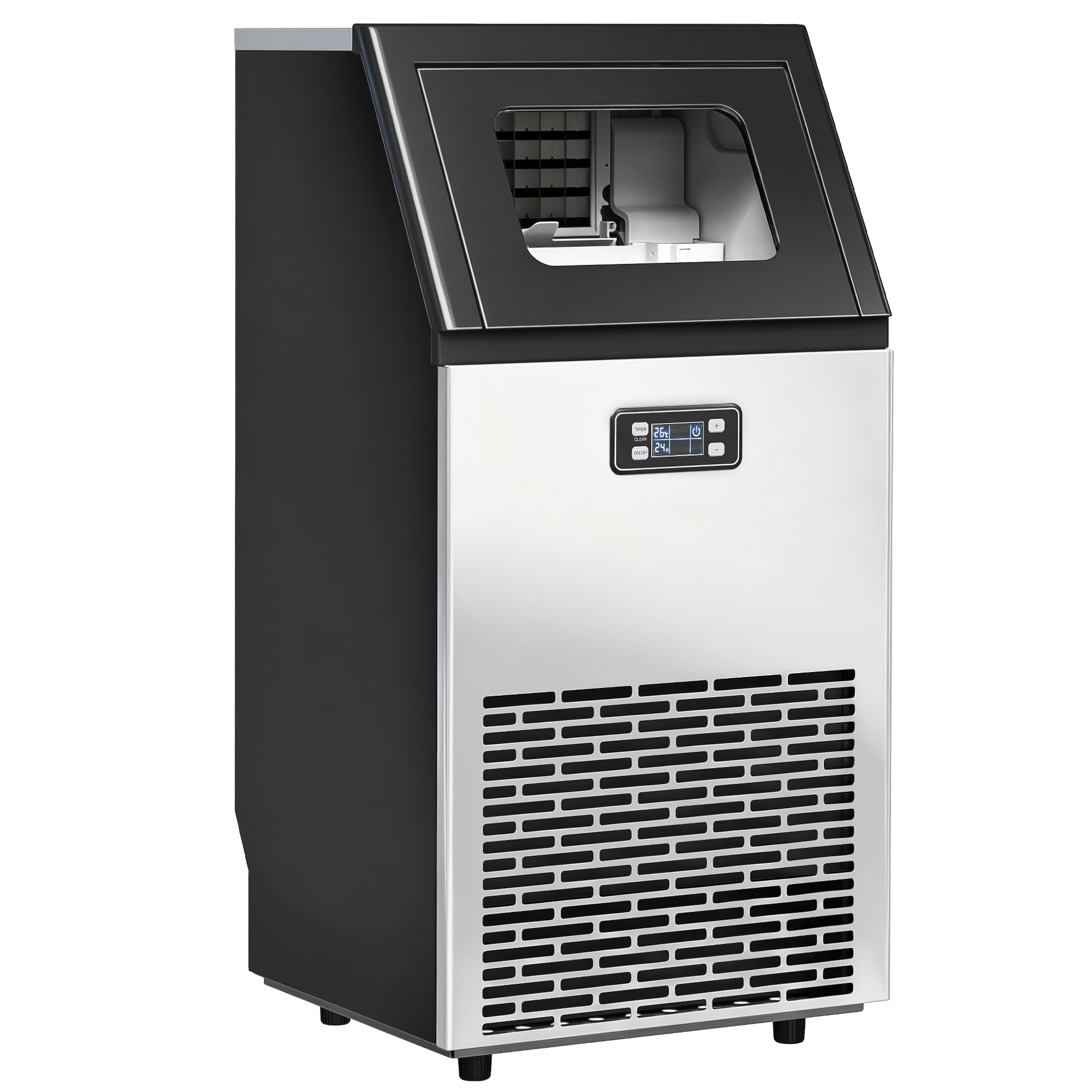 Eiswürfelmaschine 45 kg/24H Eismaschine mit 11 kg Speicher, LCD-Anzeige für Restaurant
