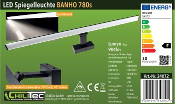 LED Spiegelleuchte "Banho 780s" / 230V, 78cm, 10W, 904lm, Neutralweiß