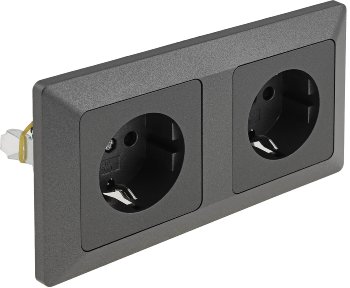 MILOS Set 2 Steckdosen + 2-fach Rahmen, 250V~/ 16A, Steckanschluss, Anthrazit