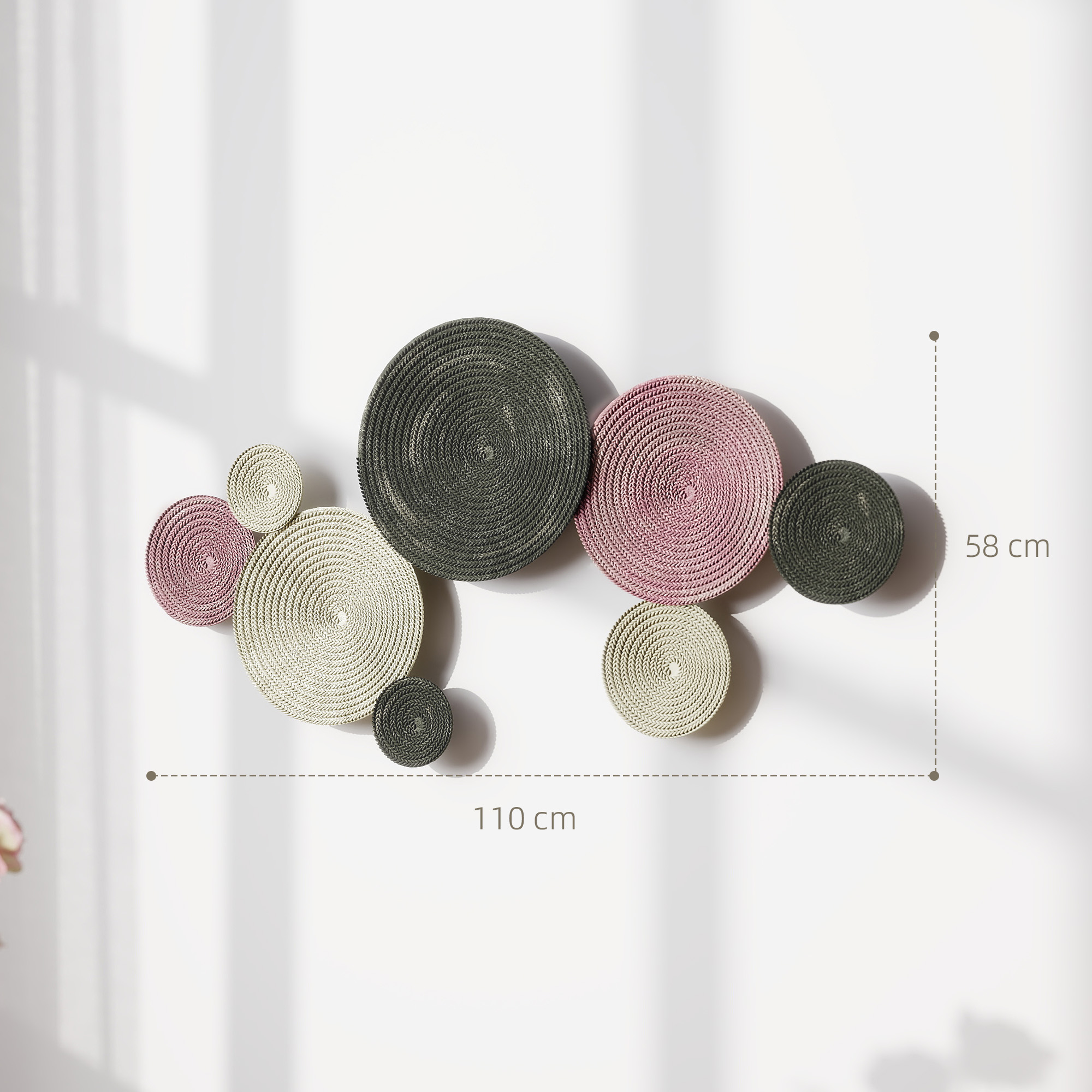 Wanddekor-Set im Disk-Design, 8 Metallscheiben, vielseitig einsetzbar, Mehrfarbig