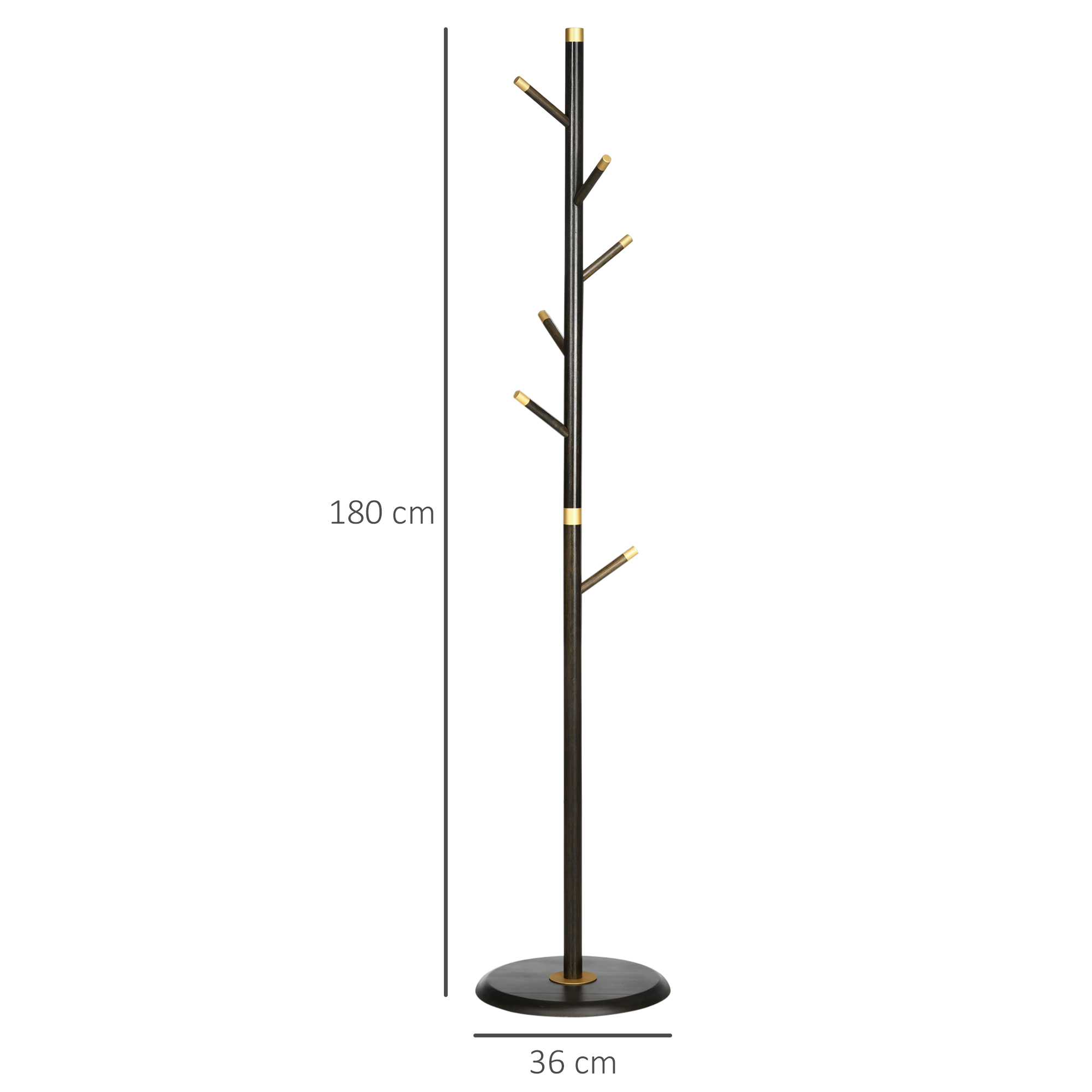 Garderobenständer, Kleiderständer, 6 Haken, Walnuss