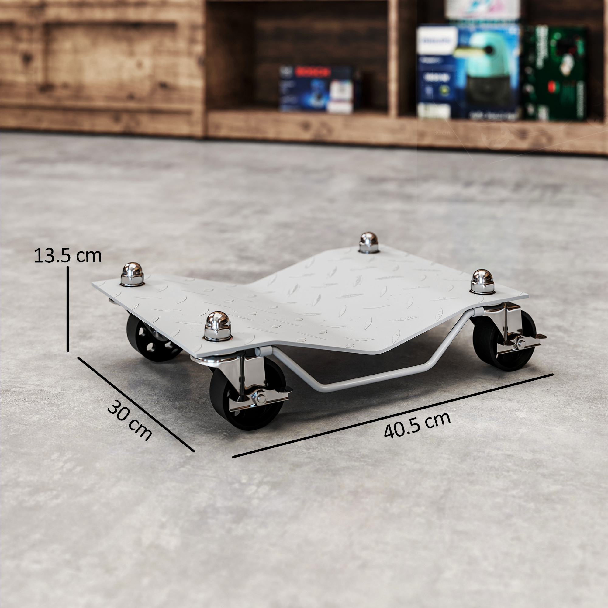 Rangierheber 2 Stücke Rangierhilfe Reifenwechsel Wagenheber mit 4 Rollen für Auto PKW Grau 40,5L x 30B x 13,5H cm