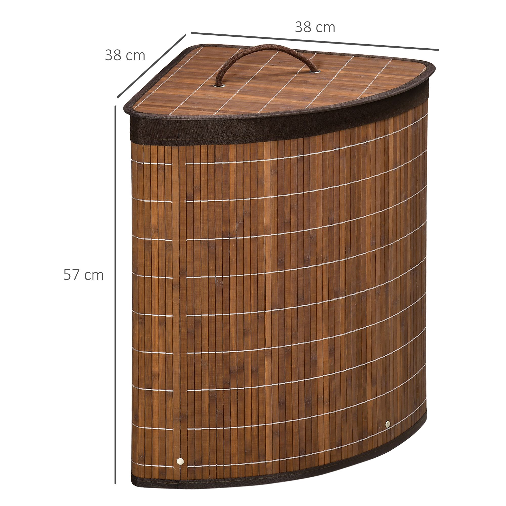 Wäschekorb Wäschesammler, 55L Fassungsvermögen, abnehmbarer Deckel, 38 cm x 38 cm x 57cm, Braun