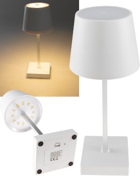 LED Tischleuchte 26cm, Weiß, 3xAA A Batterie, dimmbar, Licht warmweiß LED Tischleuchte 26cm, Weiß, 3xAA A Batterie, dimmbar, Licht warmweiß