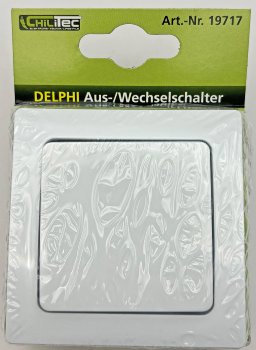 DELPHI Wechsel-Schalter / 250V~/ 10A, inkl. Rahmen, UP, weiß