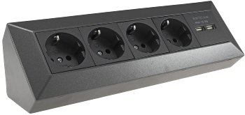 4-fach Steckdosenblock+2x USB, anthrazit, 250V~/ 16A, Aufbaumontage, USB 3,1A 4-fach Steckdosenblock+2x USB, anthrazit, 250V~/ 16A, Aufbaumontage, USB 3,1A