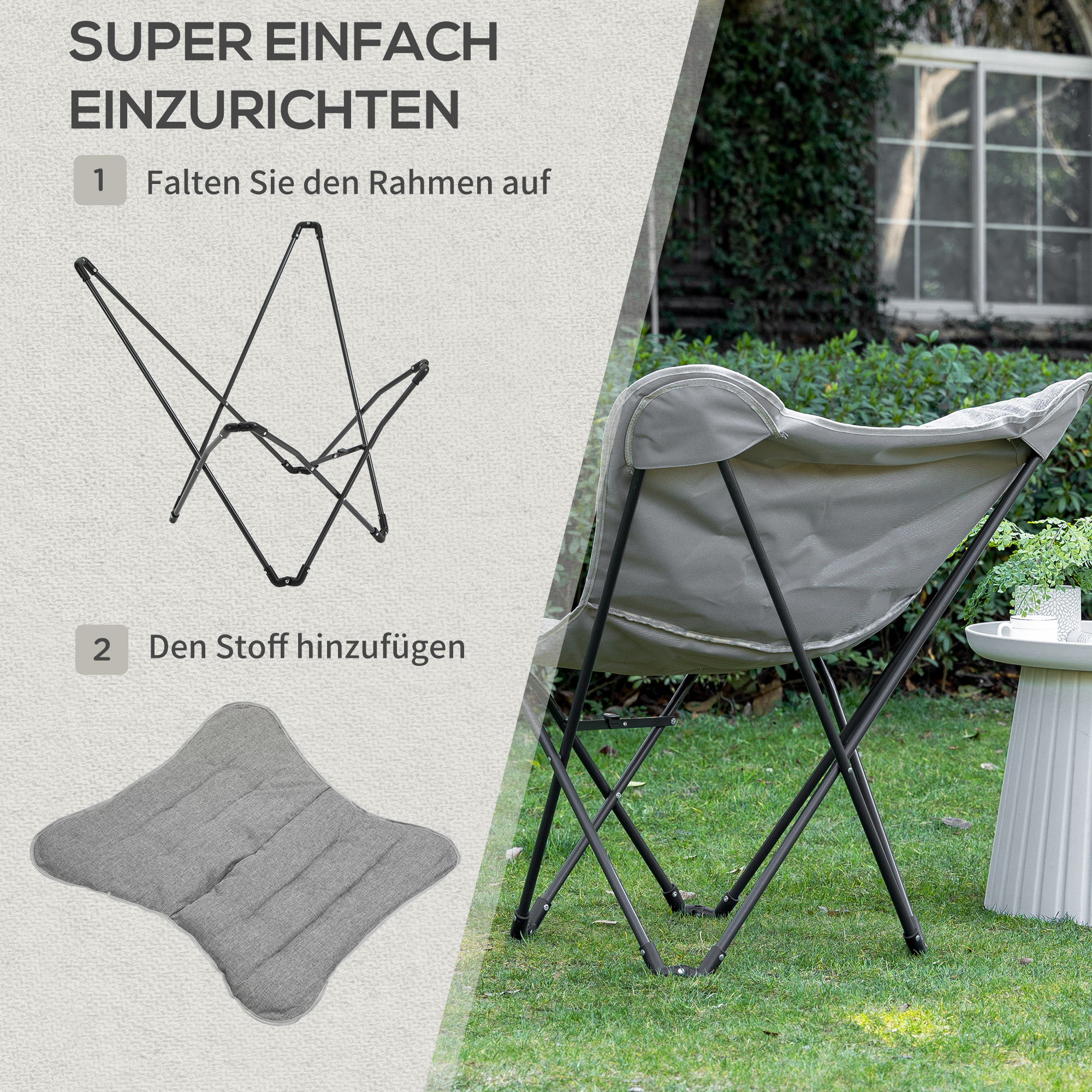 Faltstuhl faltbar Campingstuhl gepolstert Outdoor Klappstuhl bis 120kg belastbar robust Angelstuhl Gartenstuhl für Garten Camping Strand