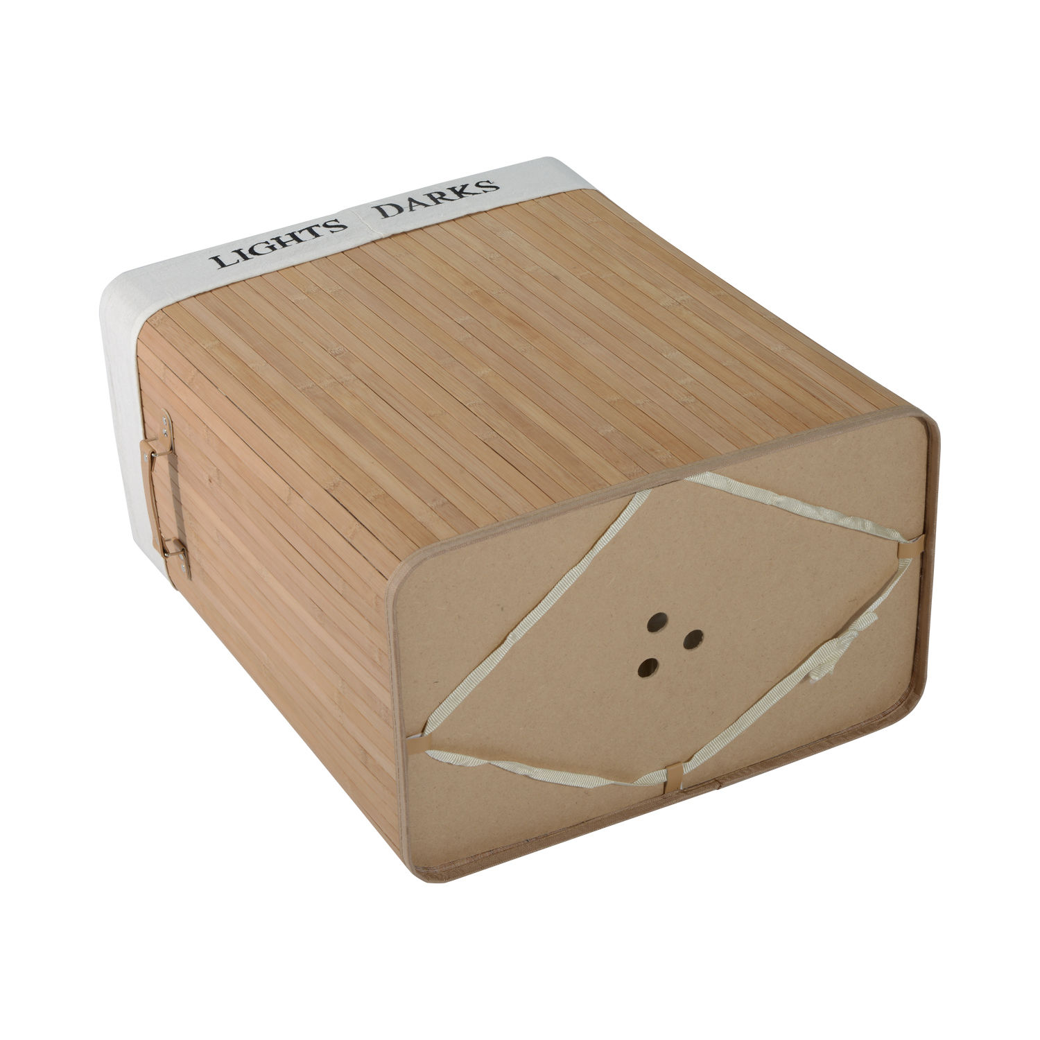 Bambus Wäschekorb mit Deckel 100 L Wäschesammler mit PU-Griffen, Wäschesack aus Segeltuch, Laundry Baskets Wäschesortierer für Waschküche Schlafzimmer Badezimmer Natur