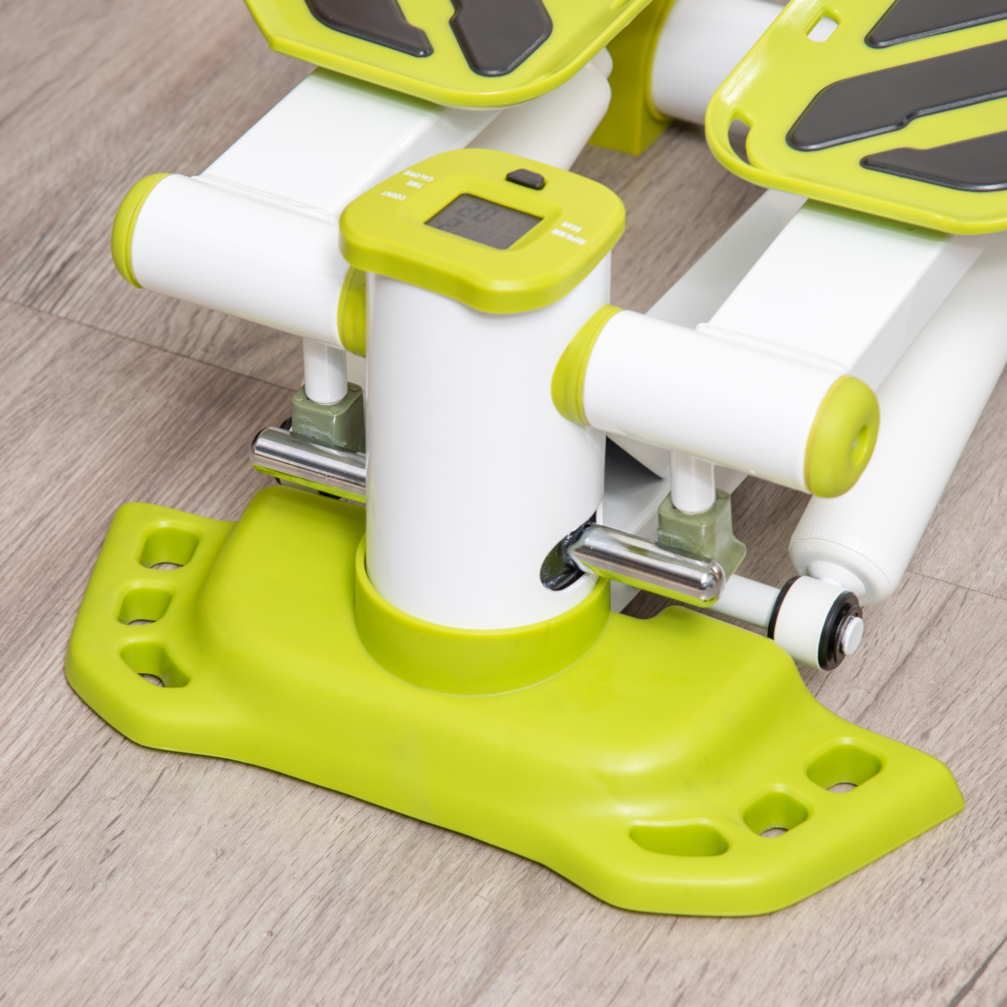 Mini-Stepper, tragbar, rutschfest, Hydraulikzylinder, LCD-Display, Metall/ABS, 48x34x21 cm, Weiß/Gelb