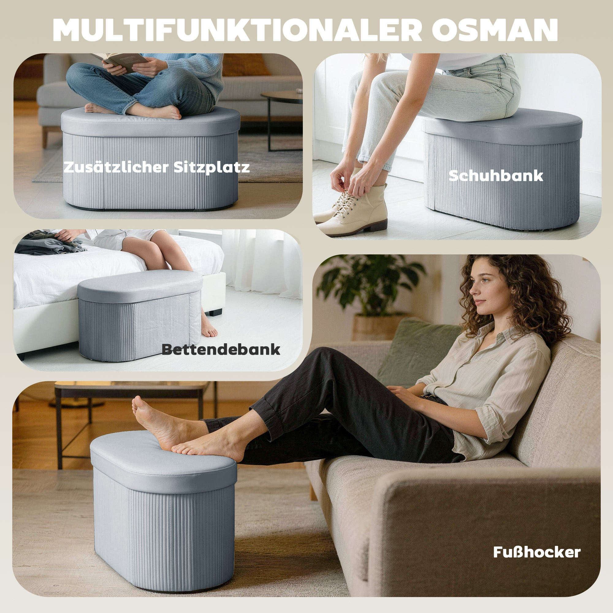 Sitzbank mit Stauraum Klappbar Polsterbank mit Samt-Optik für Wohnzimmer 76 x 38 x 35 cm Dunkelgrau