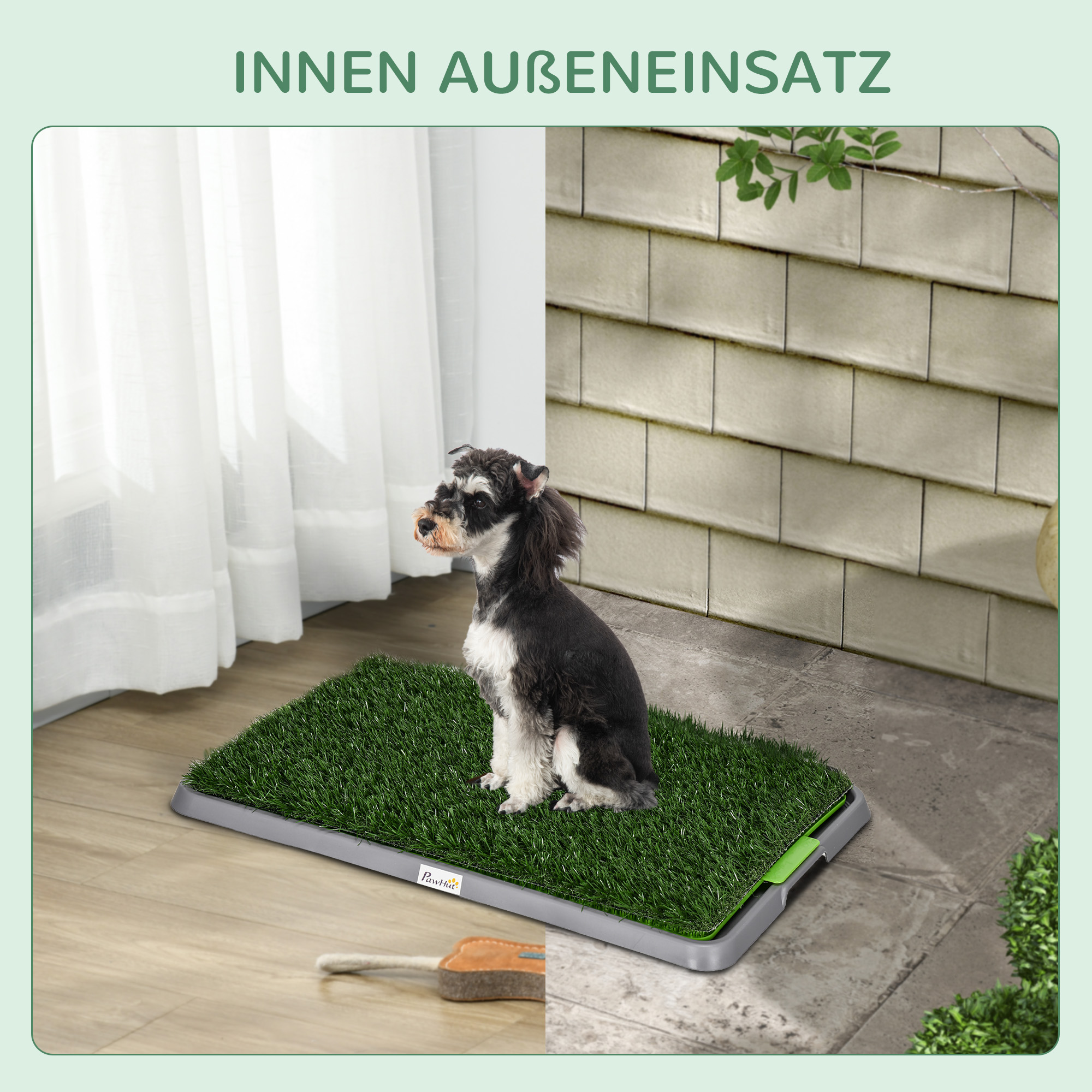 Hundetoilette mit Kunstrasen, Drainagelöcher, auslaufsicher, 67x41x3,5cm, Grün