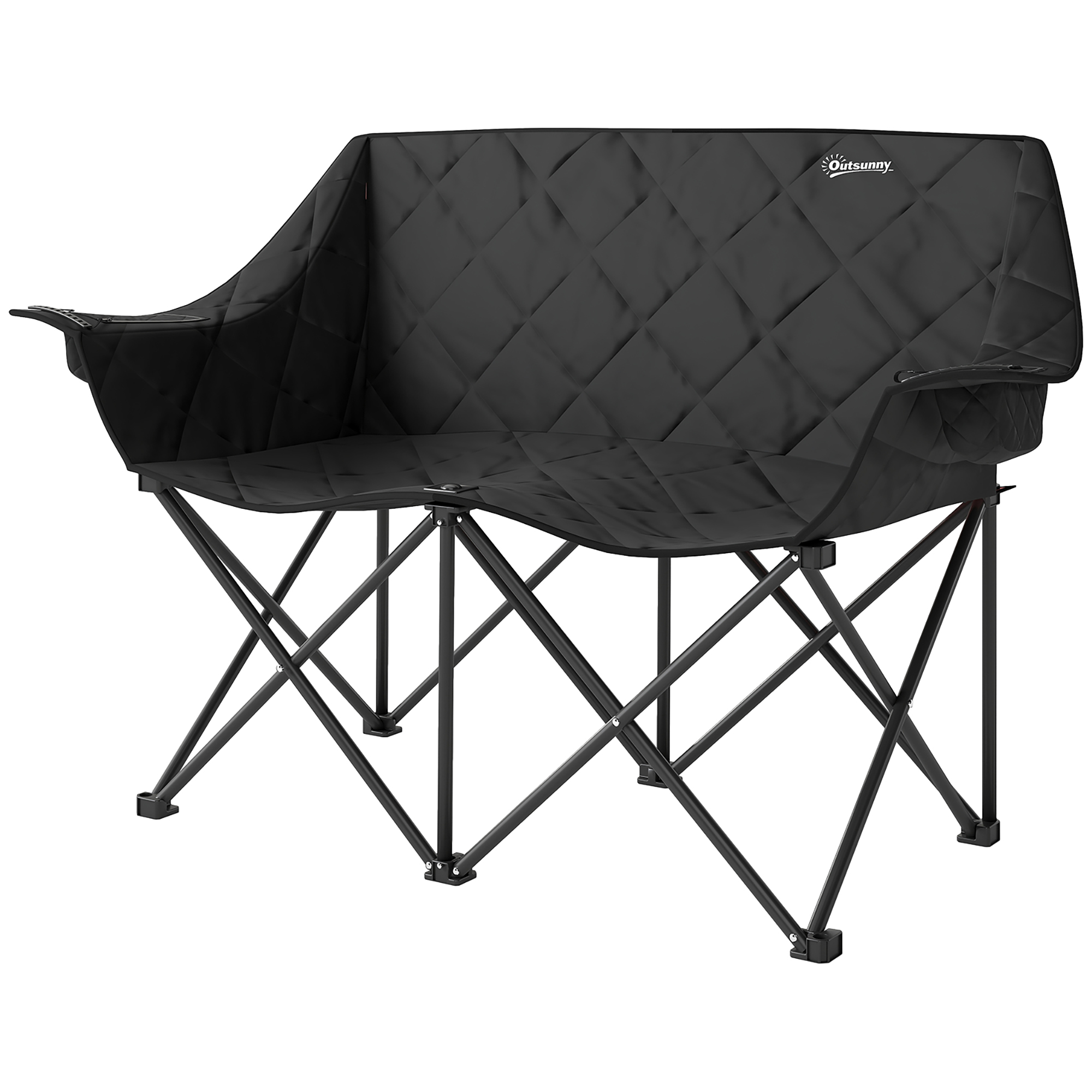 Faltstuhl faltbar 2 Sitzer Campingstuhl mit Tragetasche Outdoor bis 250kg belastbar 145 x 60 x 92 cm Schwarz