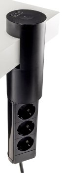 3-fach Tischsteckdose "CT-KS 3" / USB-A + C, 20W PD, 3m Kabel, Schwarz