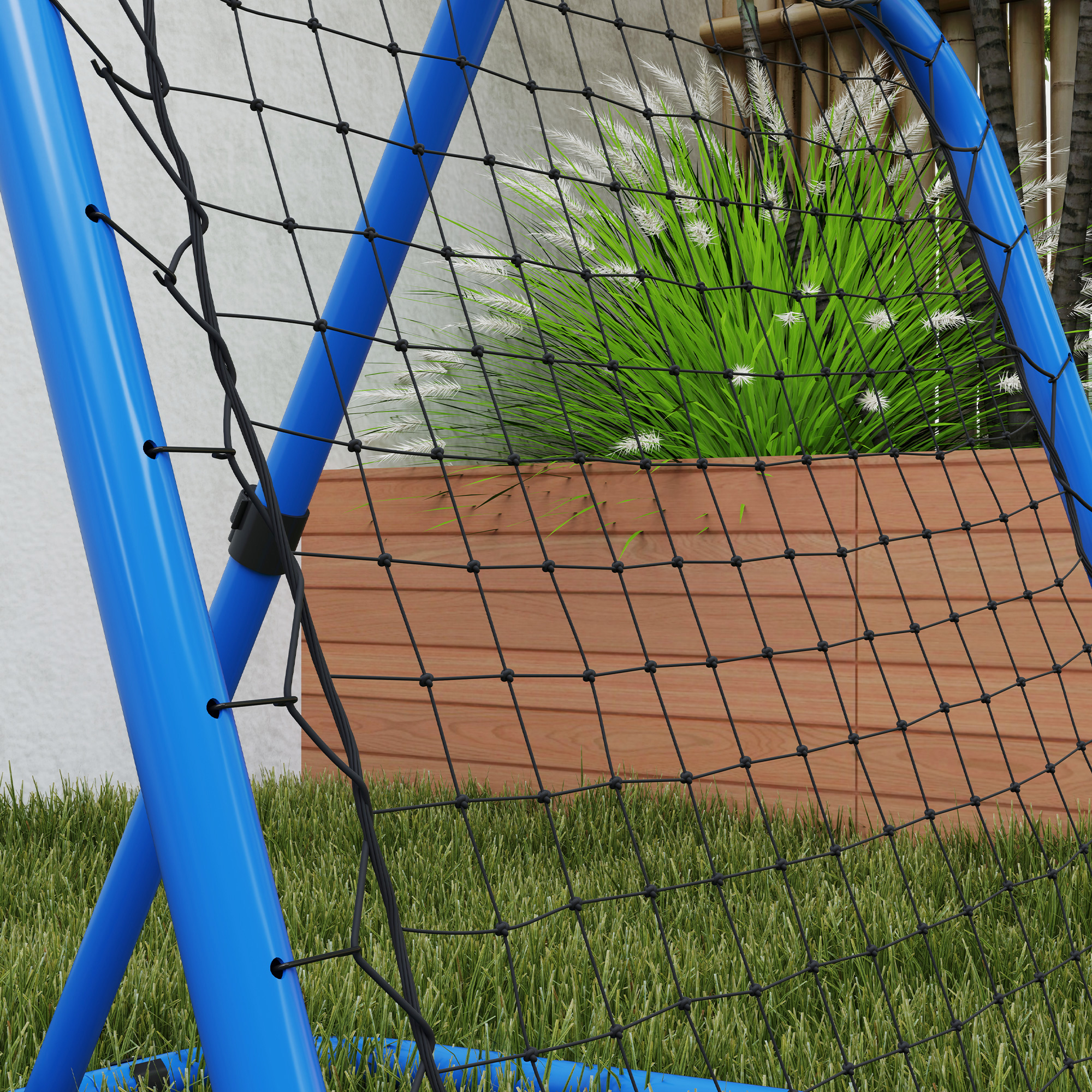 Fußball Rebounder-Netz, klappbar, Rückprallwand, Verstellbar in 5 Stufen, Metall, 78 x 84 x 65-78 cm, Blau