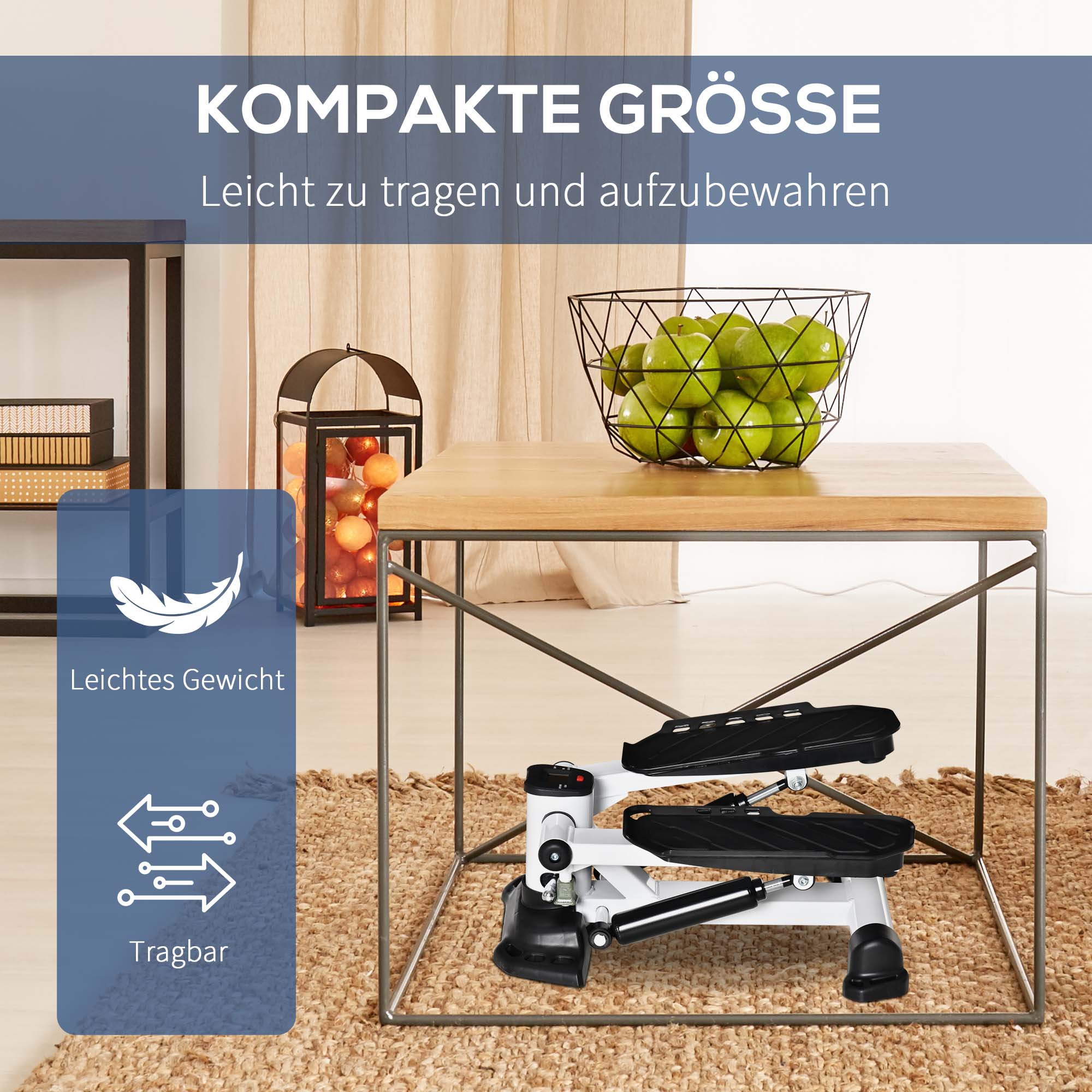 Mini Stepper für Zuhause, Rutschfest Up-Down Stepper mit LCD-Anzeige, Stepper Hometrainer mit zwei großen Pedalen, Stahl, Schwarz