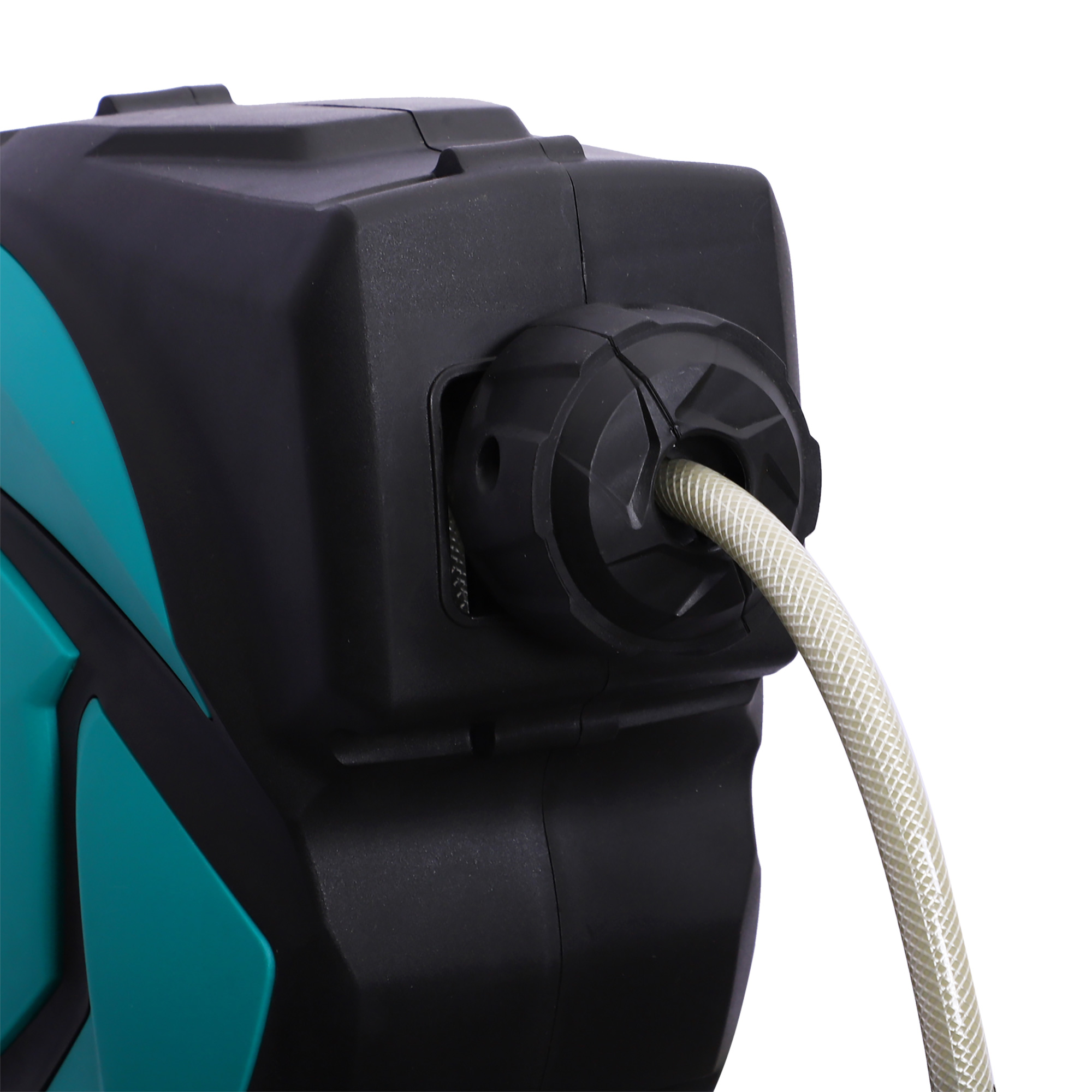 Schlauchtrommel mit Gartenschlauch 10 m Wasserschlauchaufroller mit automatische Aufrollung Wandschlauchbox 180° schwenkbar mit Multibrause Frostschutz -5-45 °C Grün + Schwarz