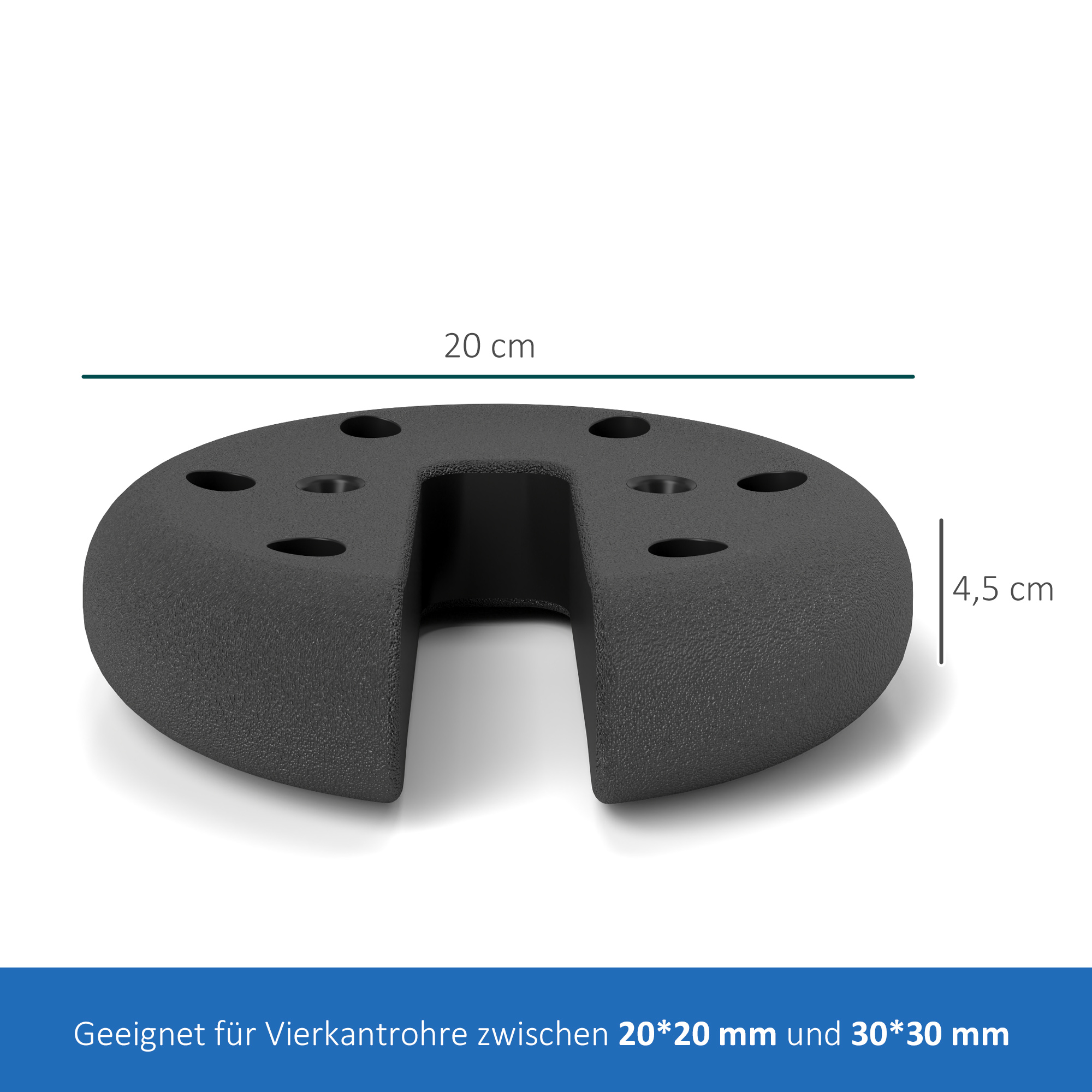 4 x 2,2 kg Gewichte für Pavillon, Bierzelt, stapelbar, Zementkern, Ø 20 x 4,5 cm, Schwarz