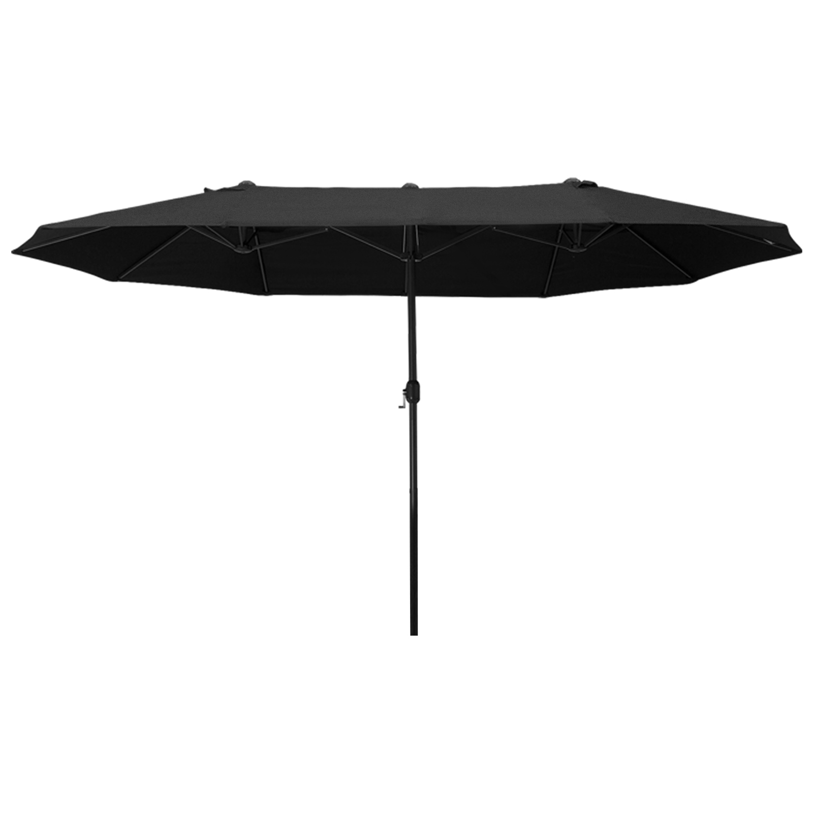Doppelsonnenschirm 455 x 270 cm Gartenschirm mit Handkurbel oval stabil Metallstange Marktschirm Doppelsonnenschirm Terrassenschirm Sonnenschutz für Strand Balkon Terrasse Garten Schwarz